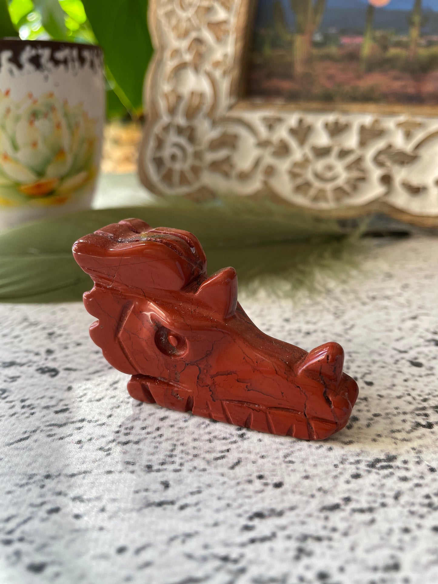 Red Jasper Dragon Skull