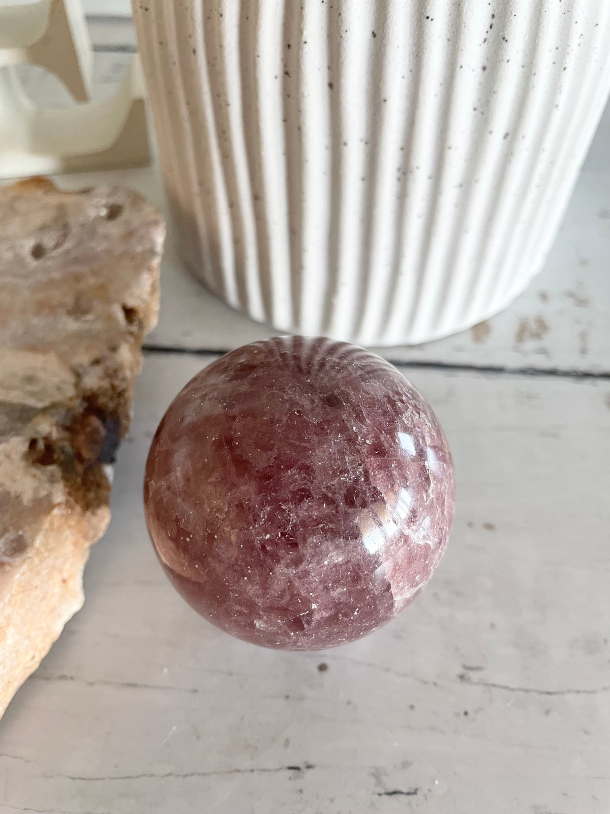 Strawberry Quartz Sphere includes holder