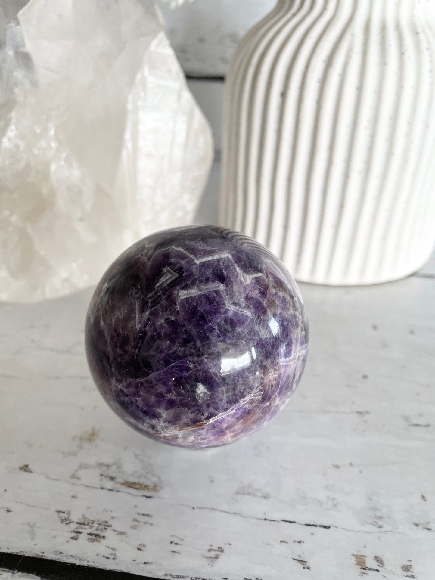 Chevron Dream Amethyst Sphere Includes Holder