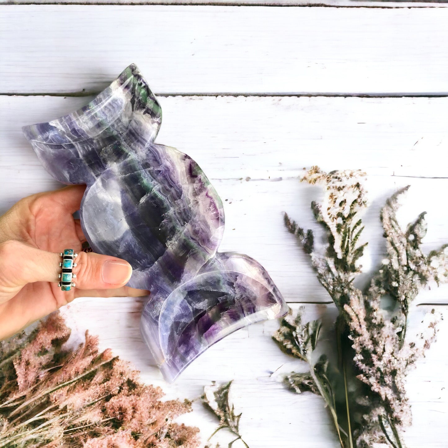 Moon Phases ~ Fluorite Trinket Dish