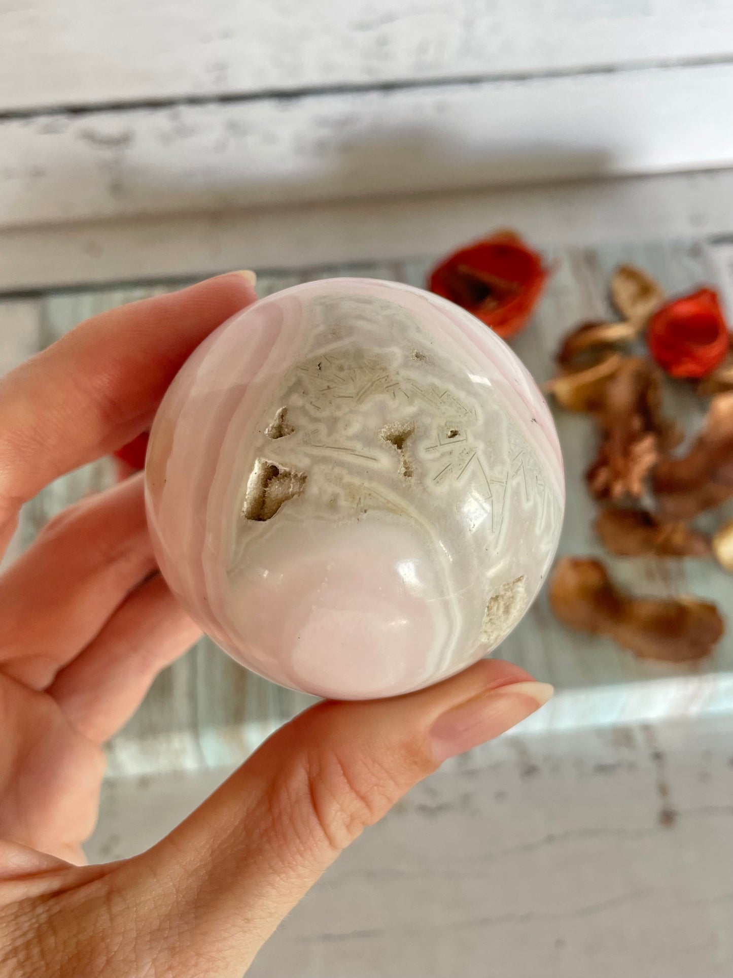 Mangano Calcite Sphere Includes Holder