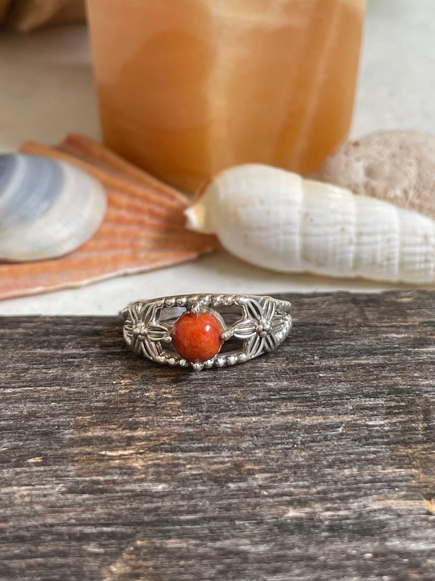 Red Mojave Turquoise Ring ~ size 7.5