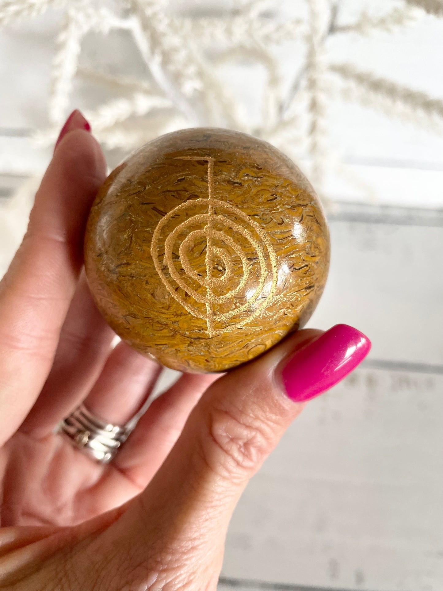 Yellow Jasper Reiki Sphere Includes Holder