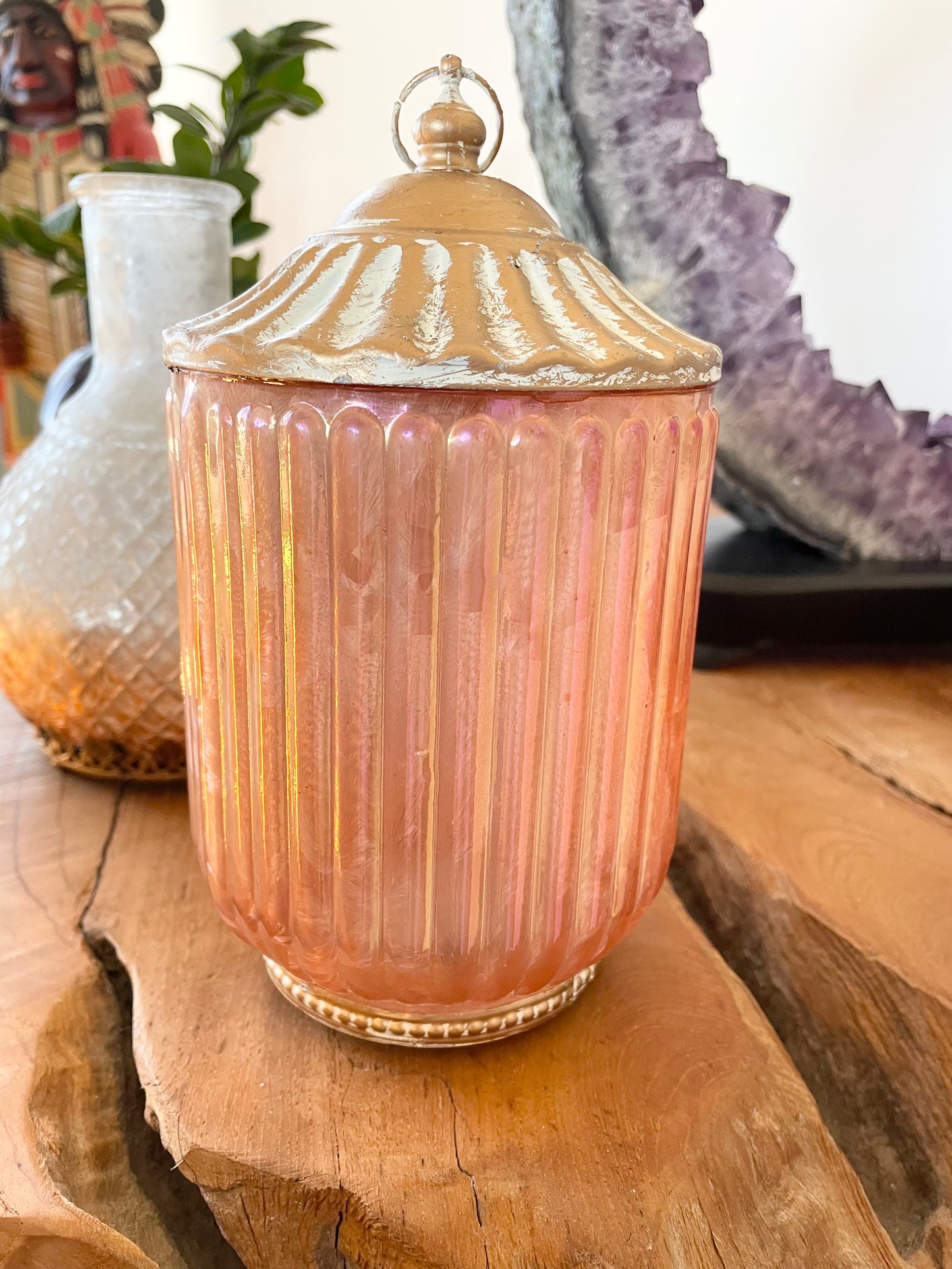Vintage LED Lantern Pink Glow