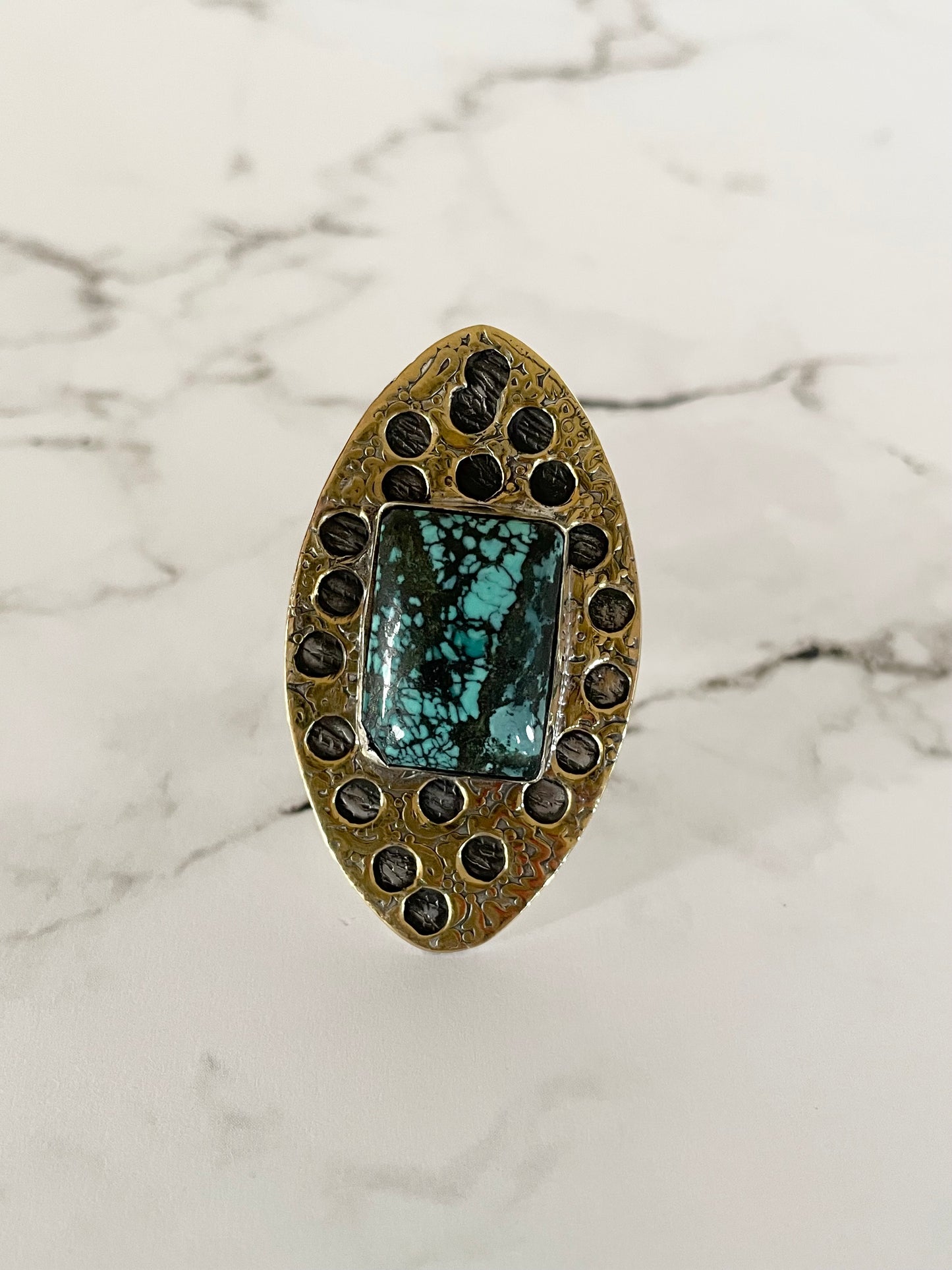 Tibetan Turquoise adjustable ring ~ sizes 6.5-10