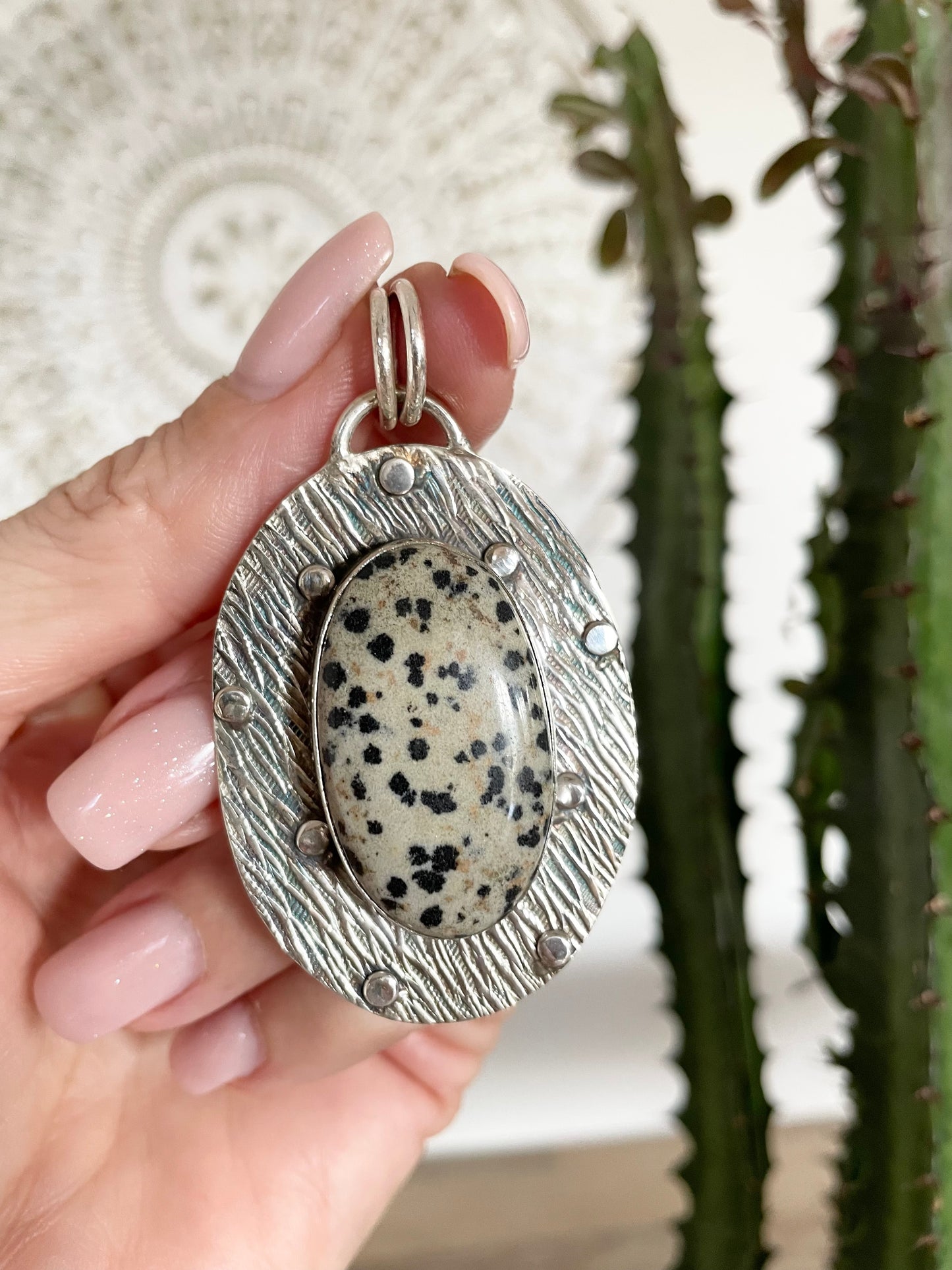 Dalmatian Jasper Studded pendant
