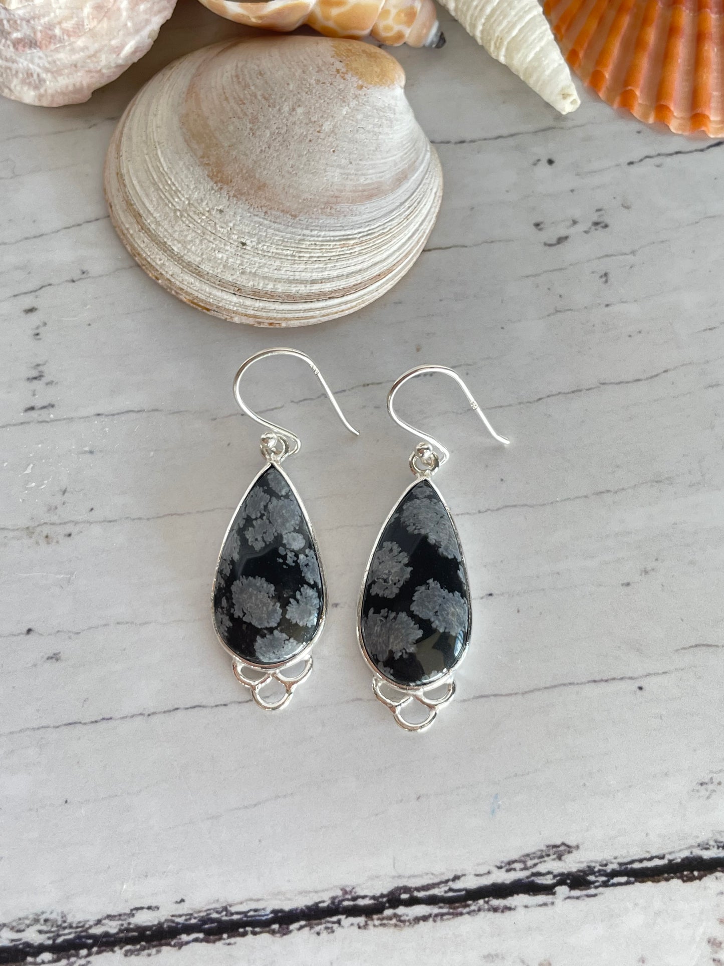 Snowflake Obsidian Dangles