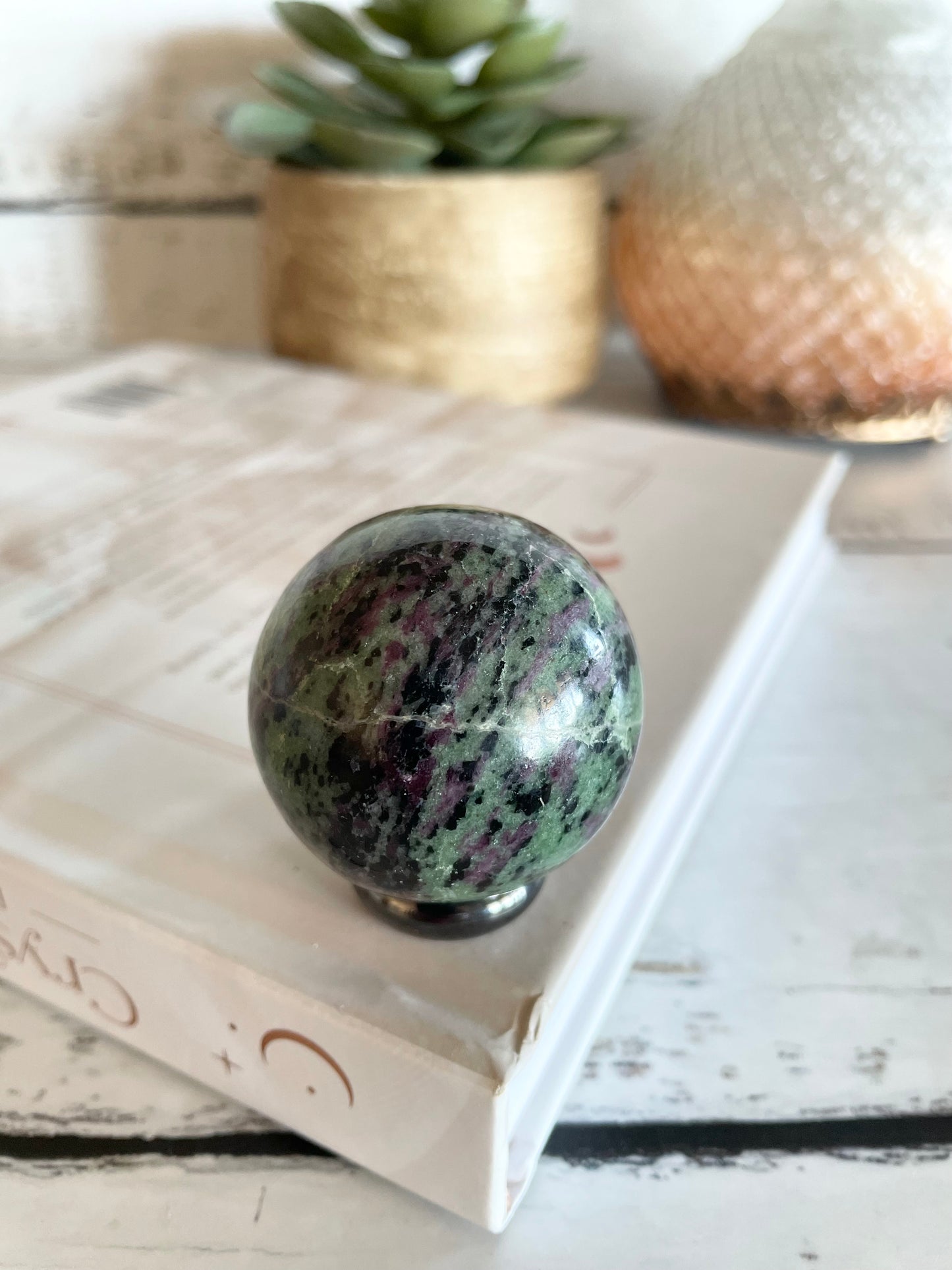 Ruby Zoisite Sphere Includes Holder