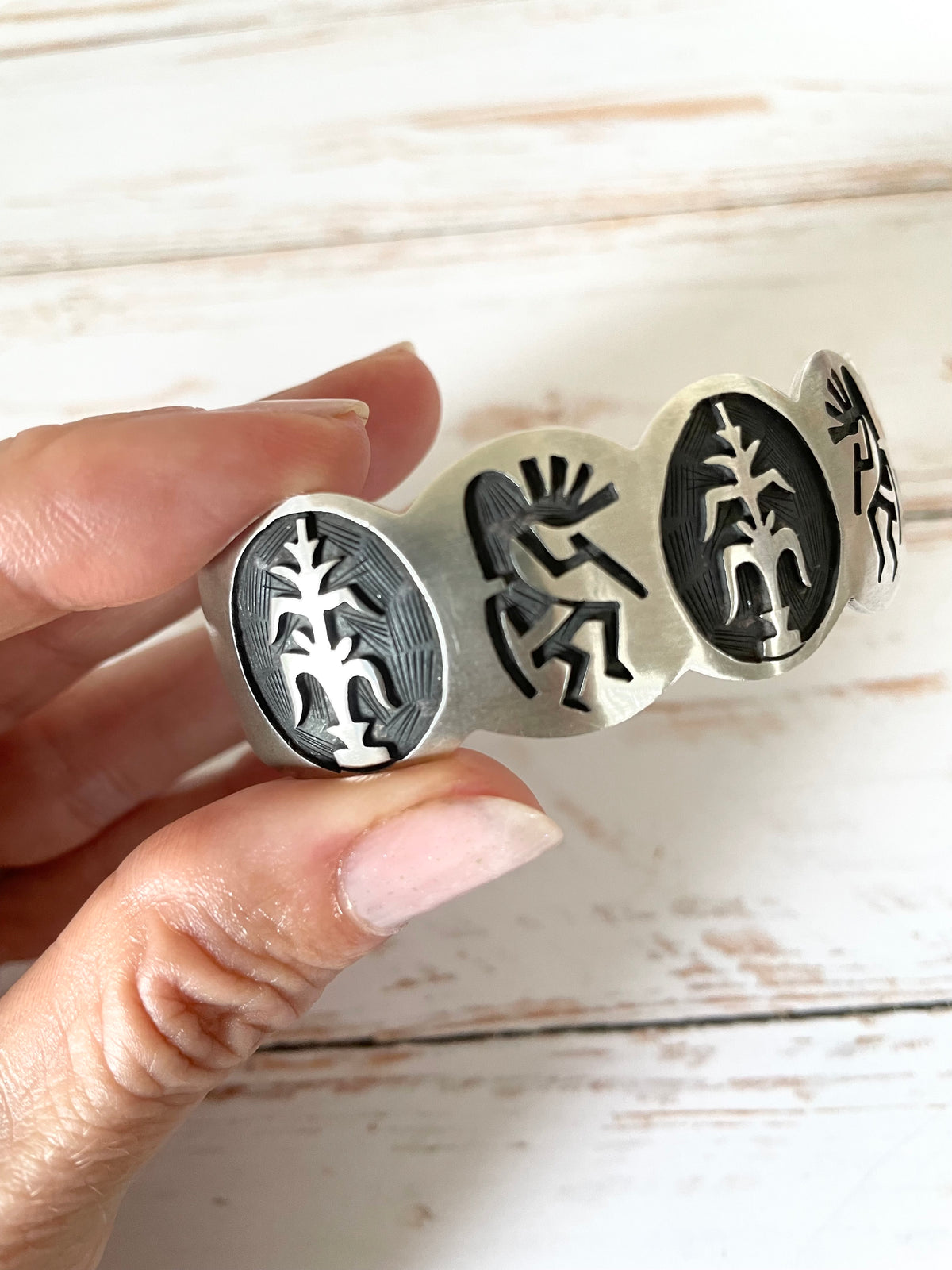 Navajo/Hopi Corn/Kokopelli Silver Cuff