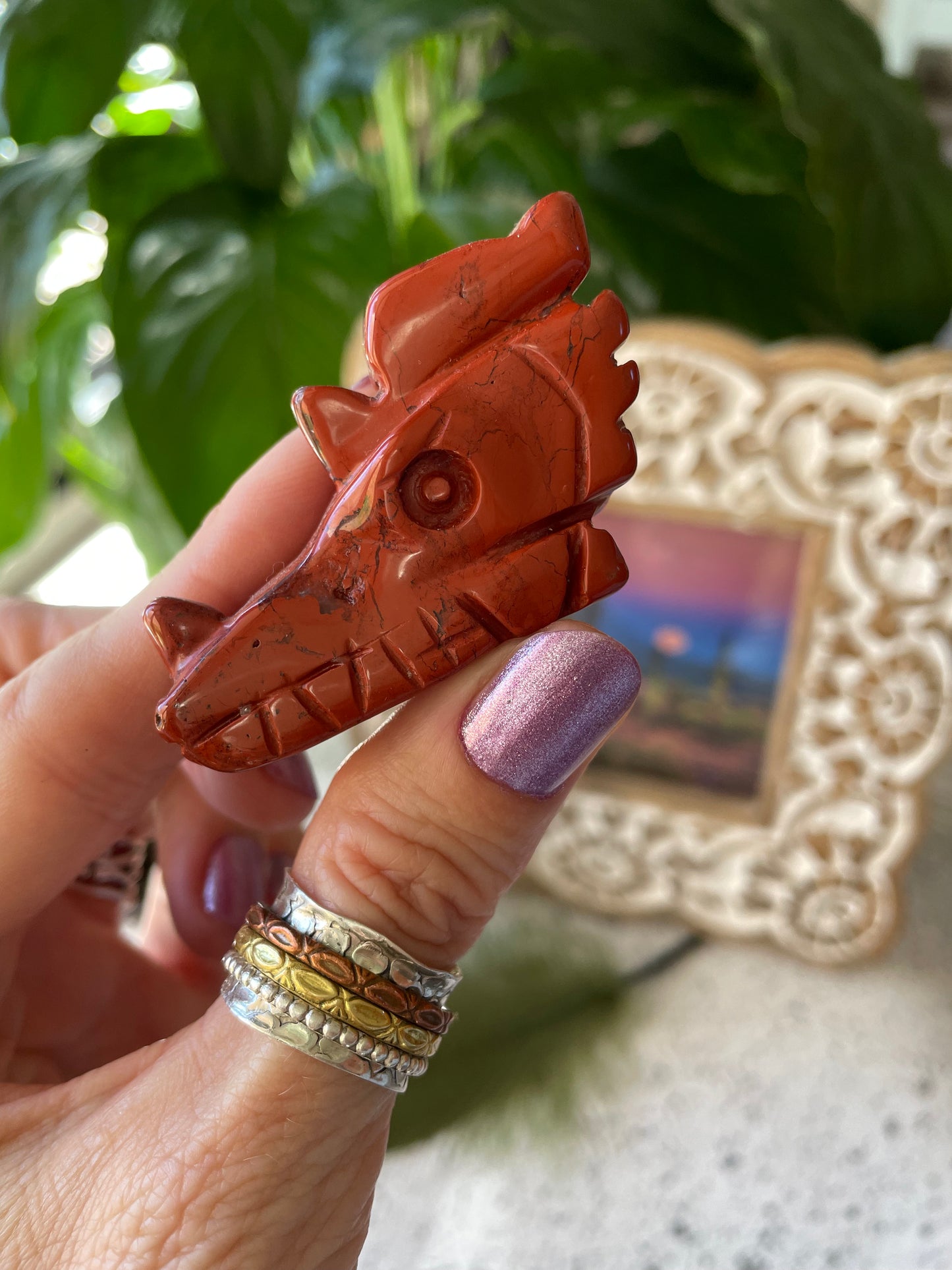 Red Jasper Dragon Skull