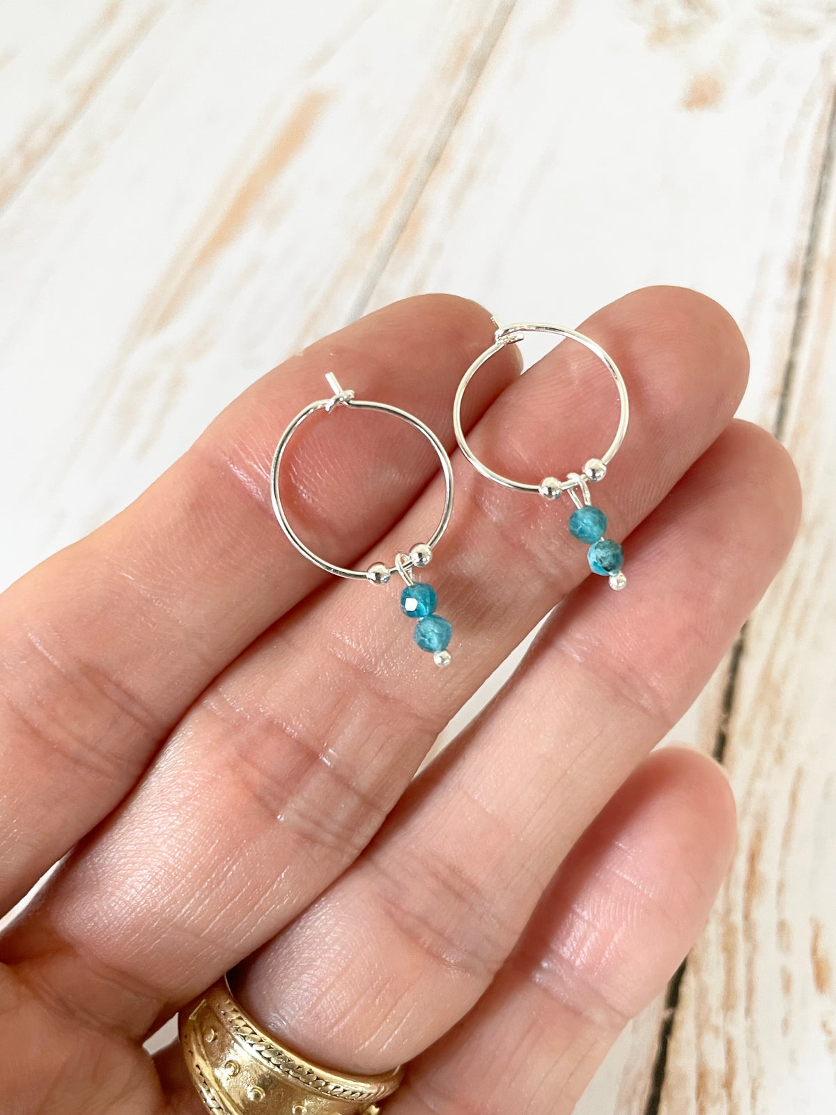 Apatite Faceted Hoops
