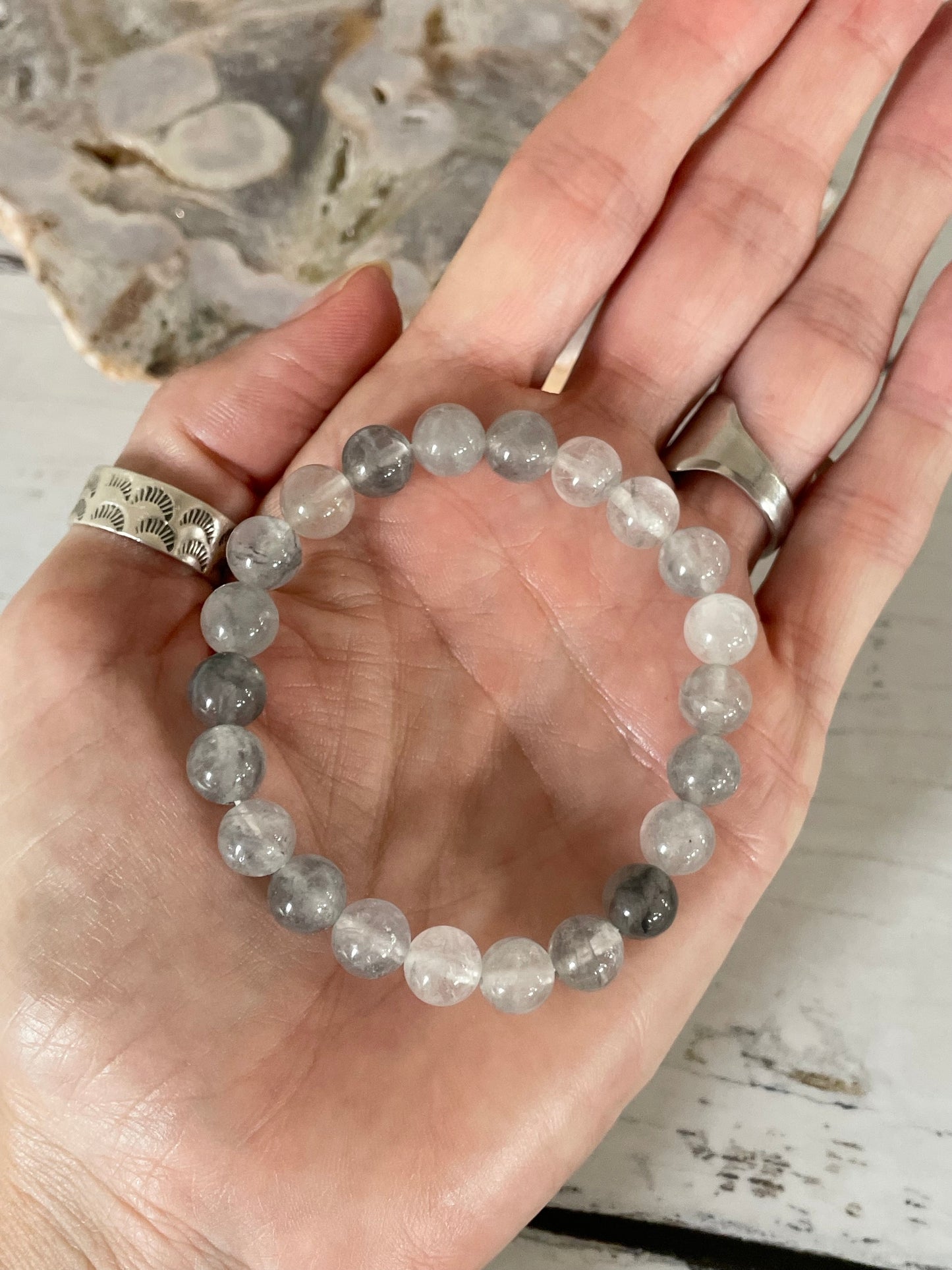 Cloudy Grey Quartz Healing Bracelet