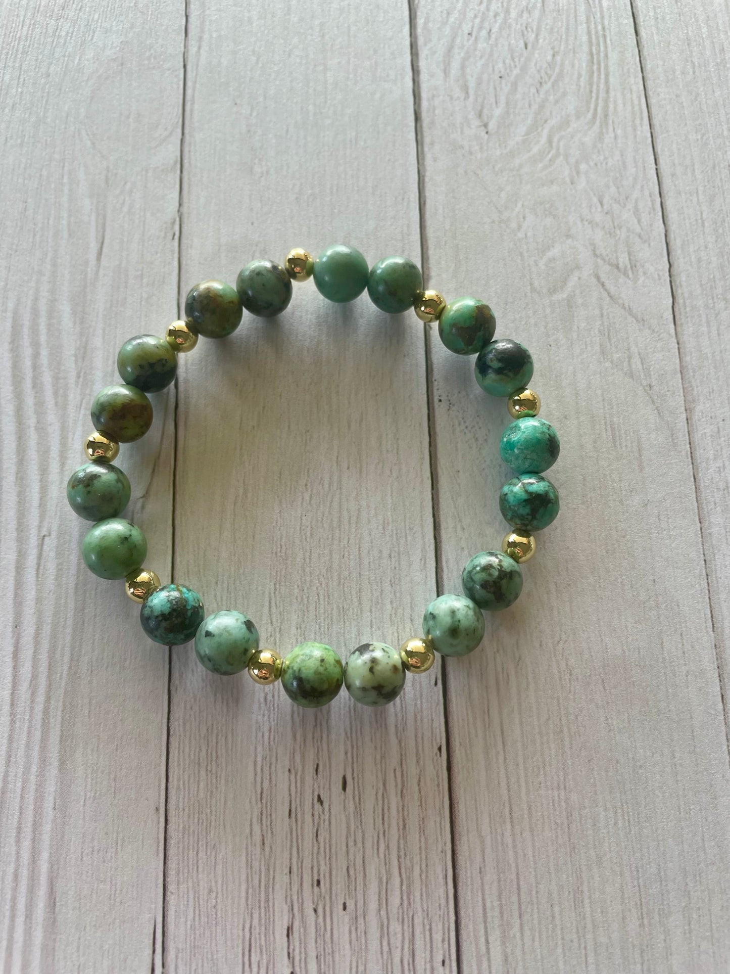 African Turquoise/Gold healing bracelet