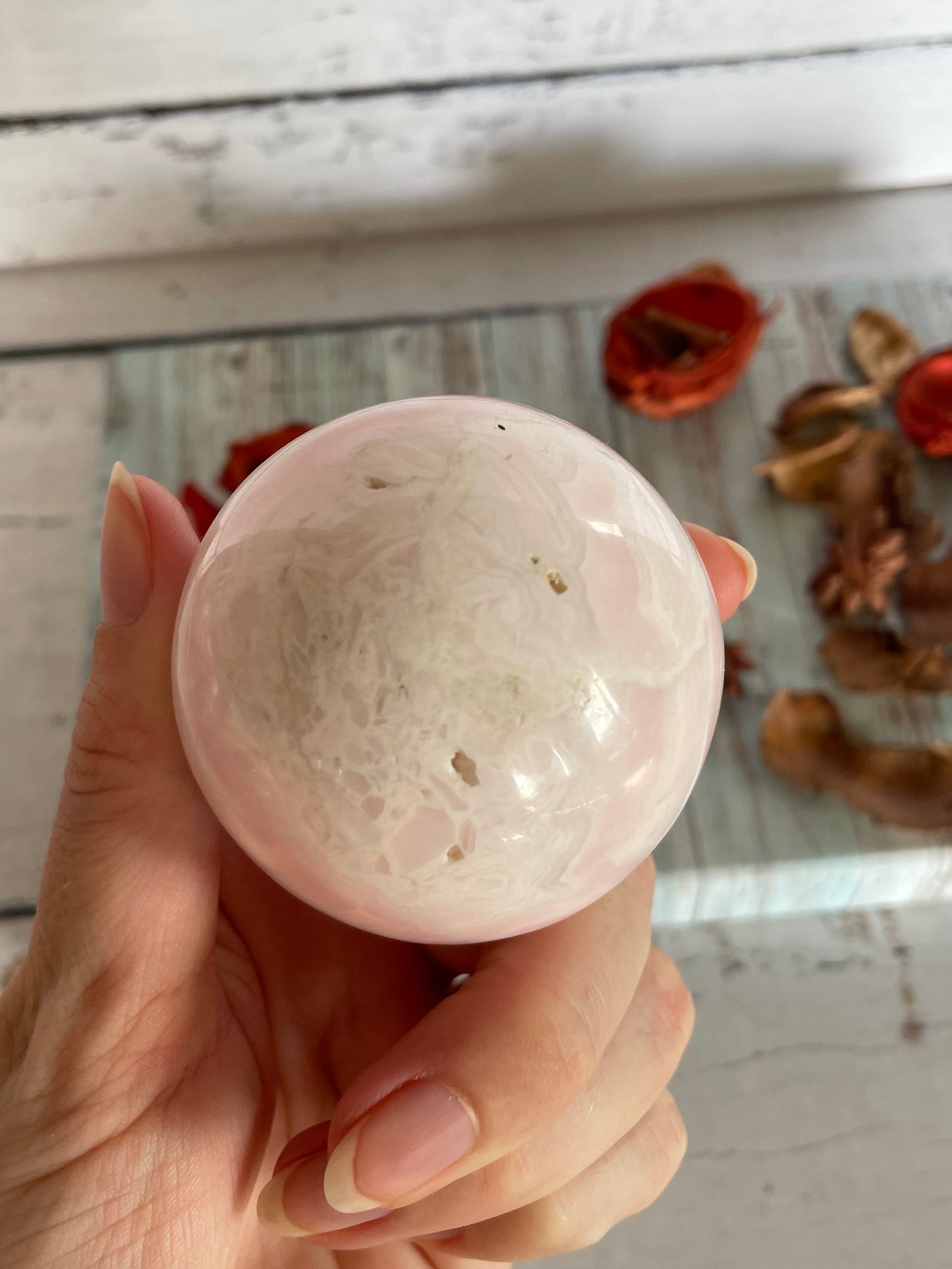 Mangano Calcite Sphere Includes Holder