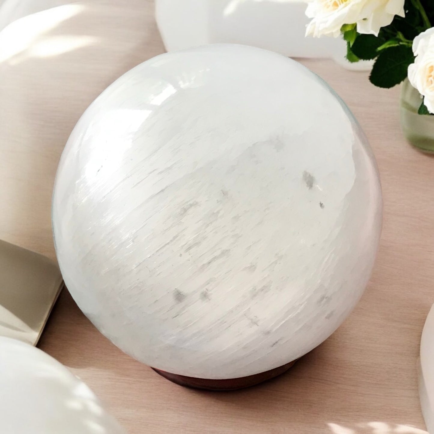 Selenite Sphere Includes Holder