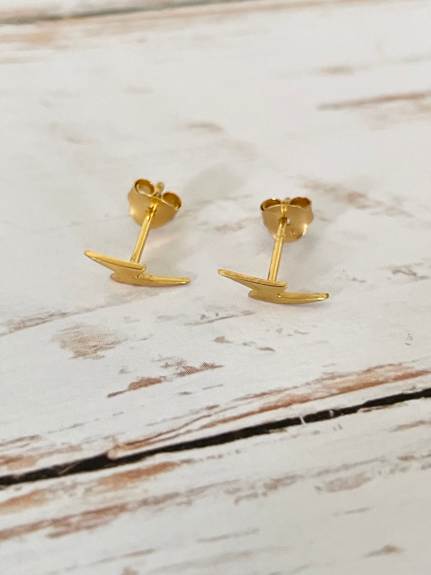 18K Gold Electroplated Lightening Studs
