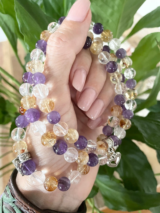 Amethyst/Citrine/Quartz Anklet - Fairy Dust