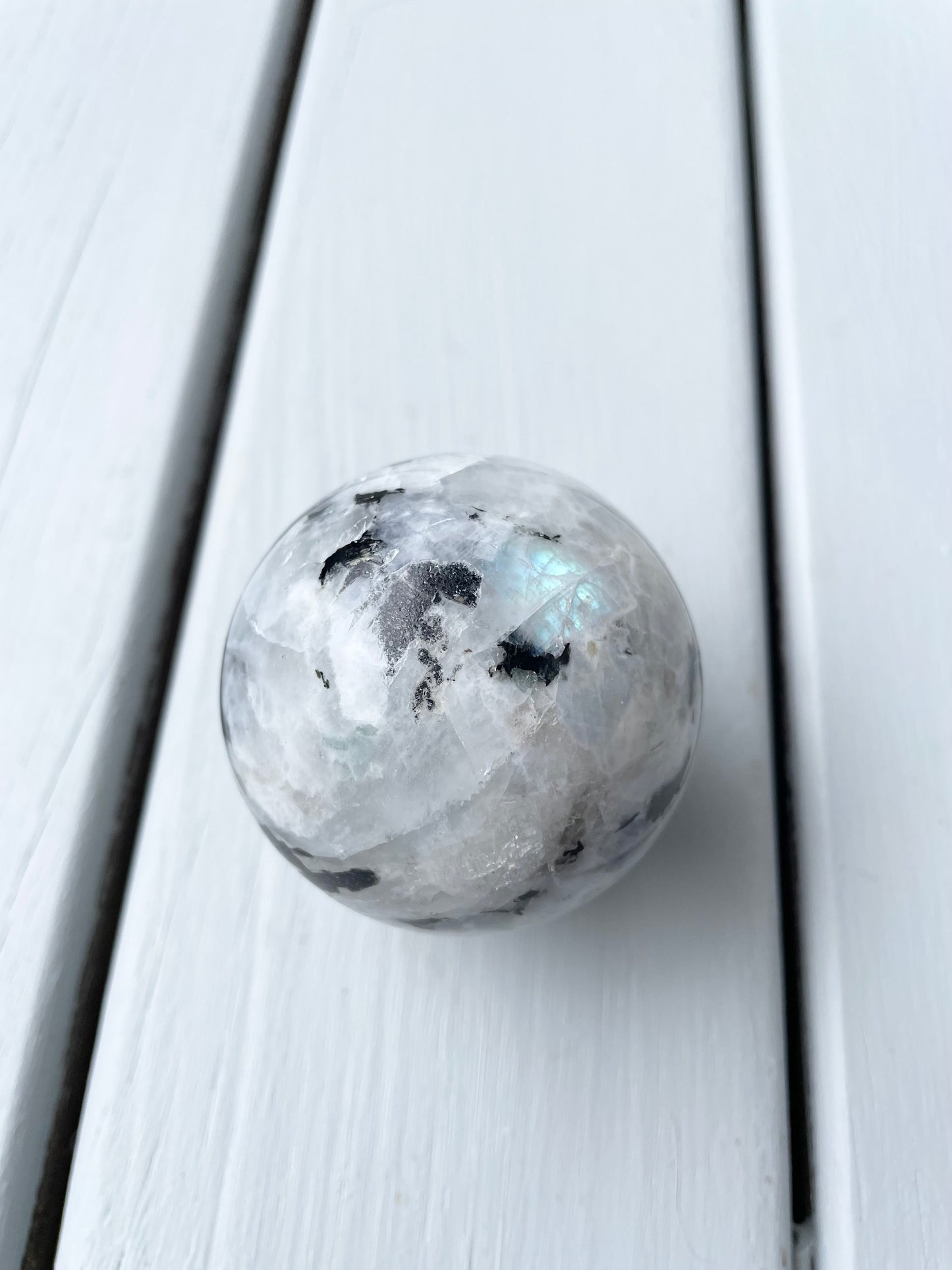 Rainbow Moonstone Sphere includes holder