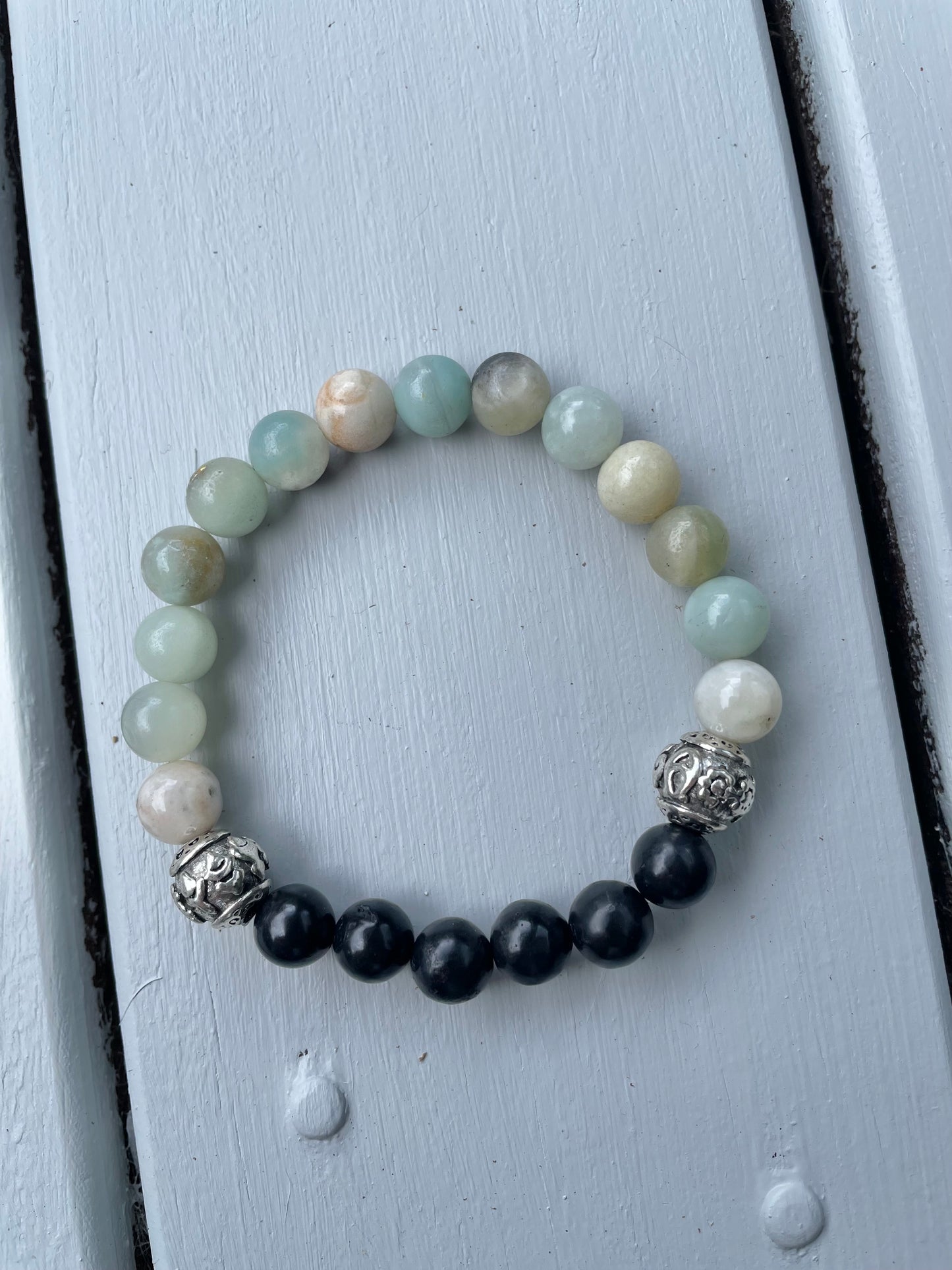Shungite & Amazonite Healing Bracelet ~ LUCK