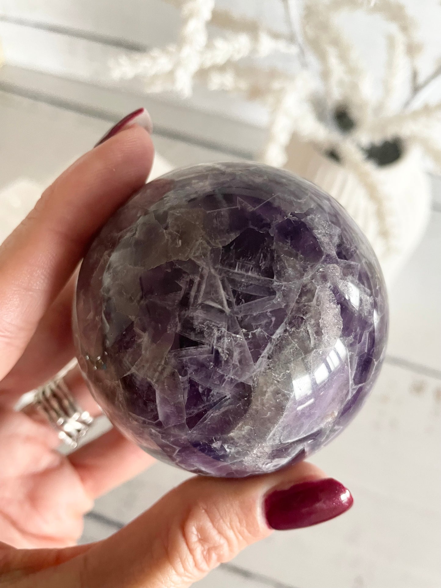 Chevron Dream Amethyst Sphere Includes Holder