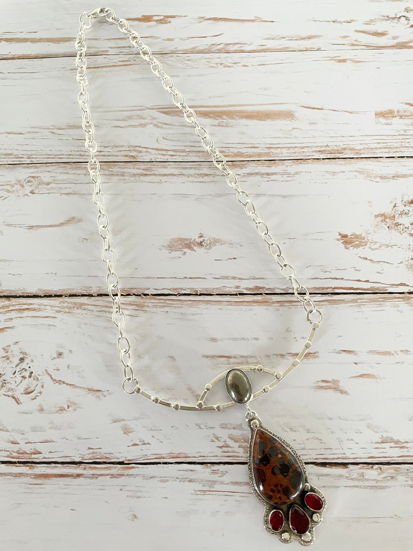 Bauxite, Pyrite and Ruby Necklace