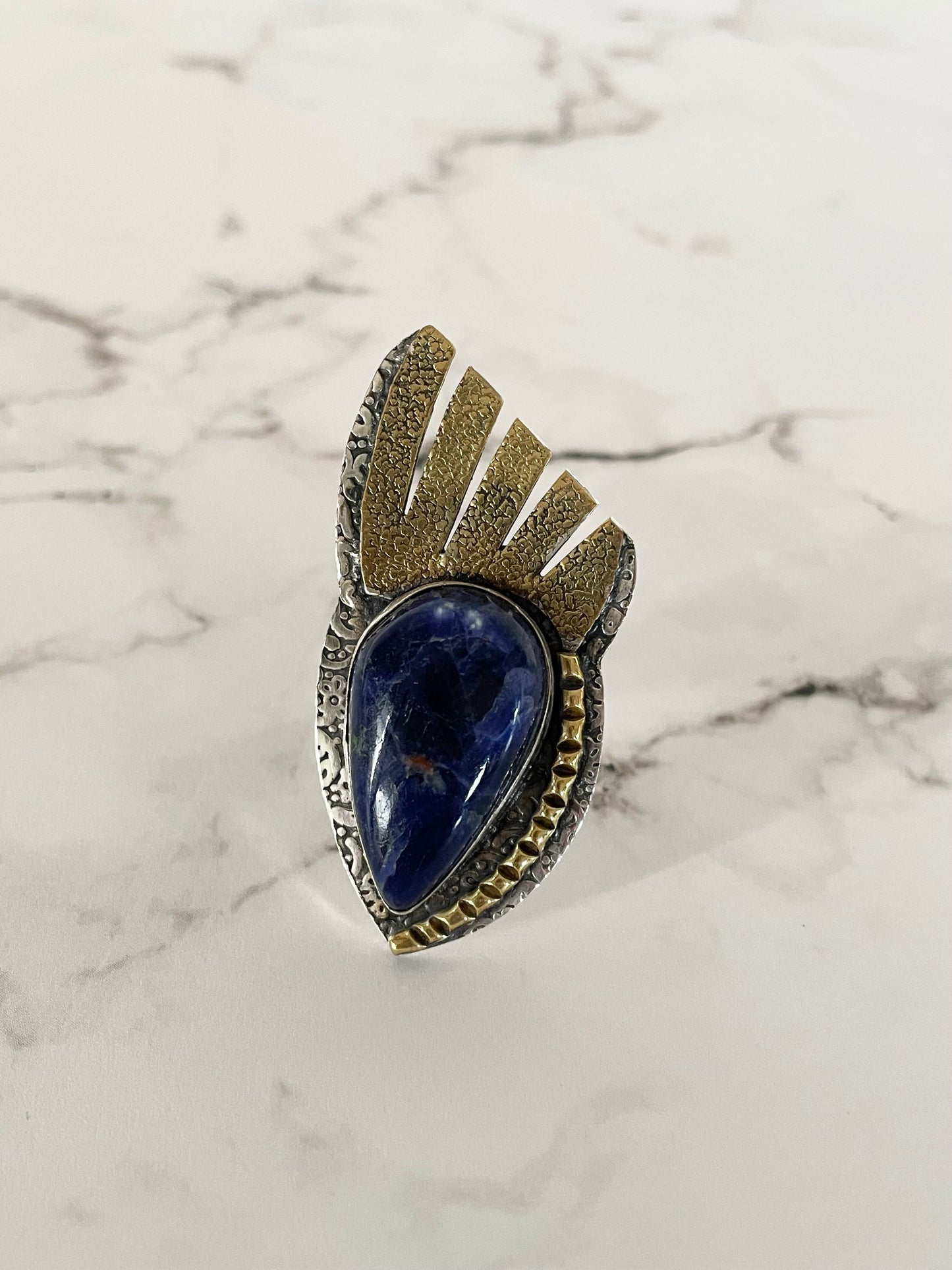 Sodalite adjustable ring ~ sizes 6.5-10