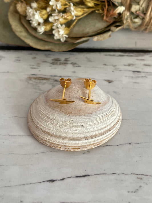Lightening Bolt Gold Studs