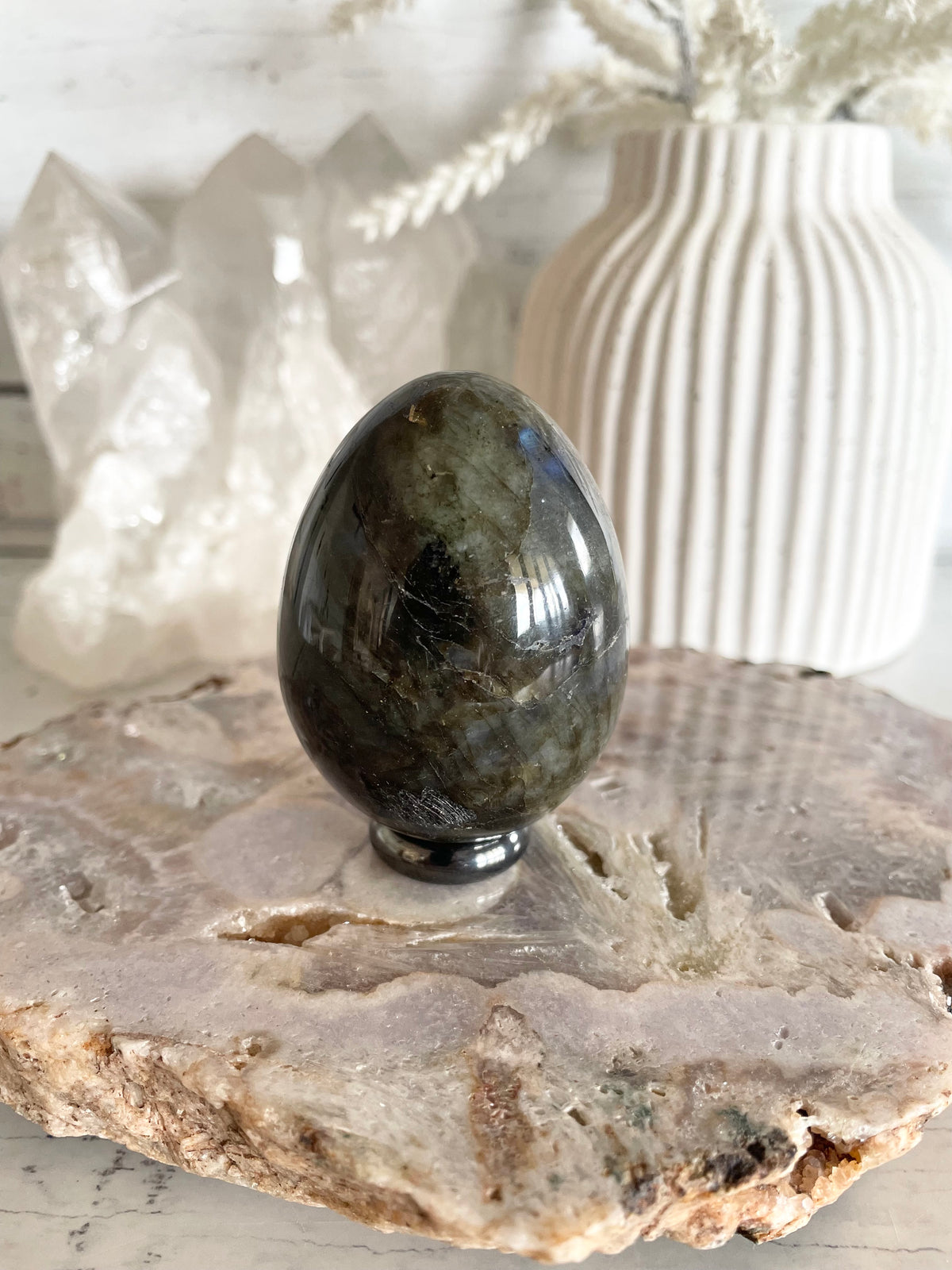 Labradorite Egg with holder