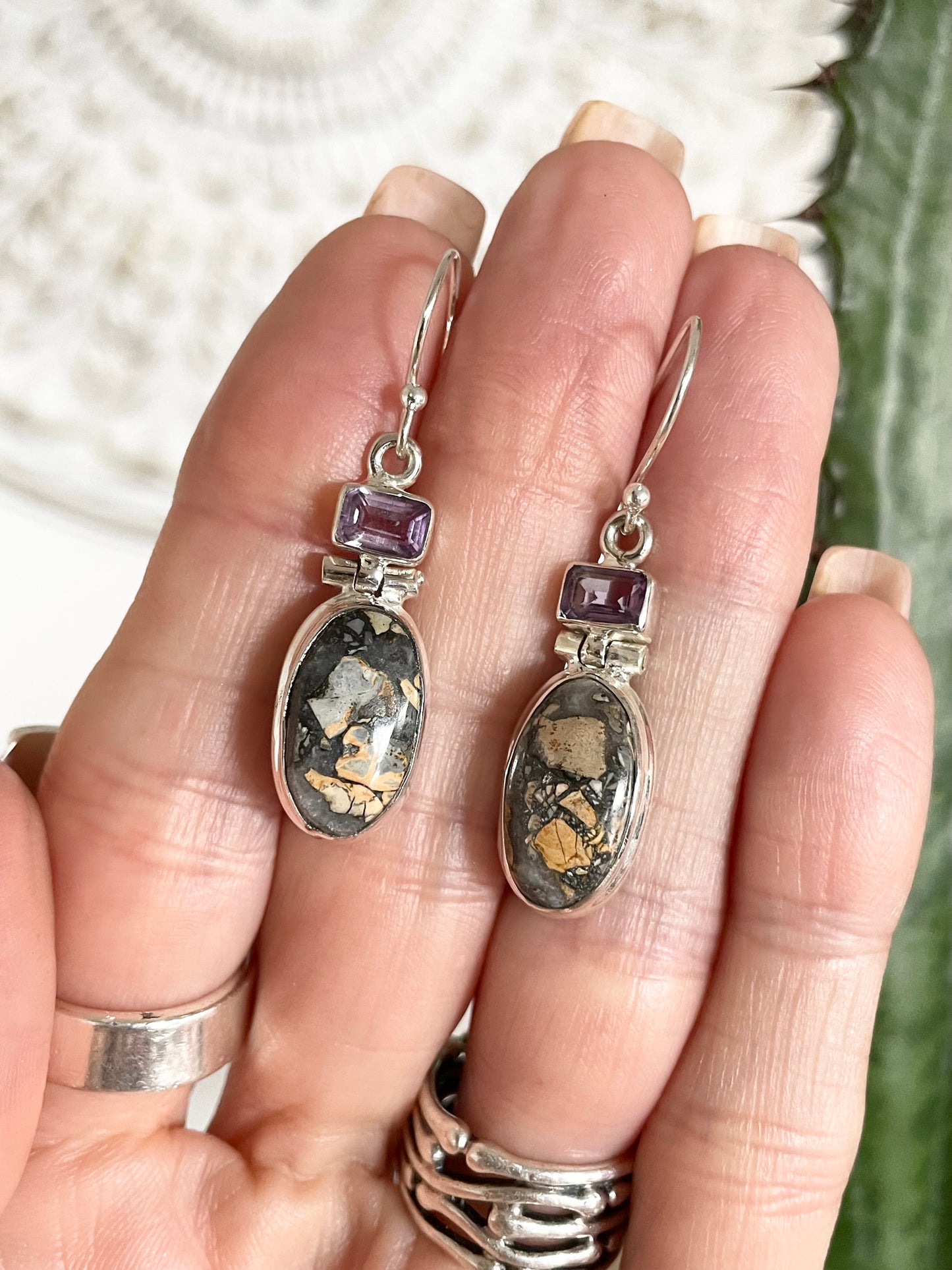 Malinga Jasper & Amethyst Dangles