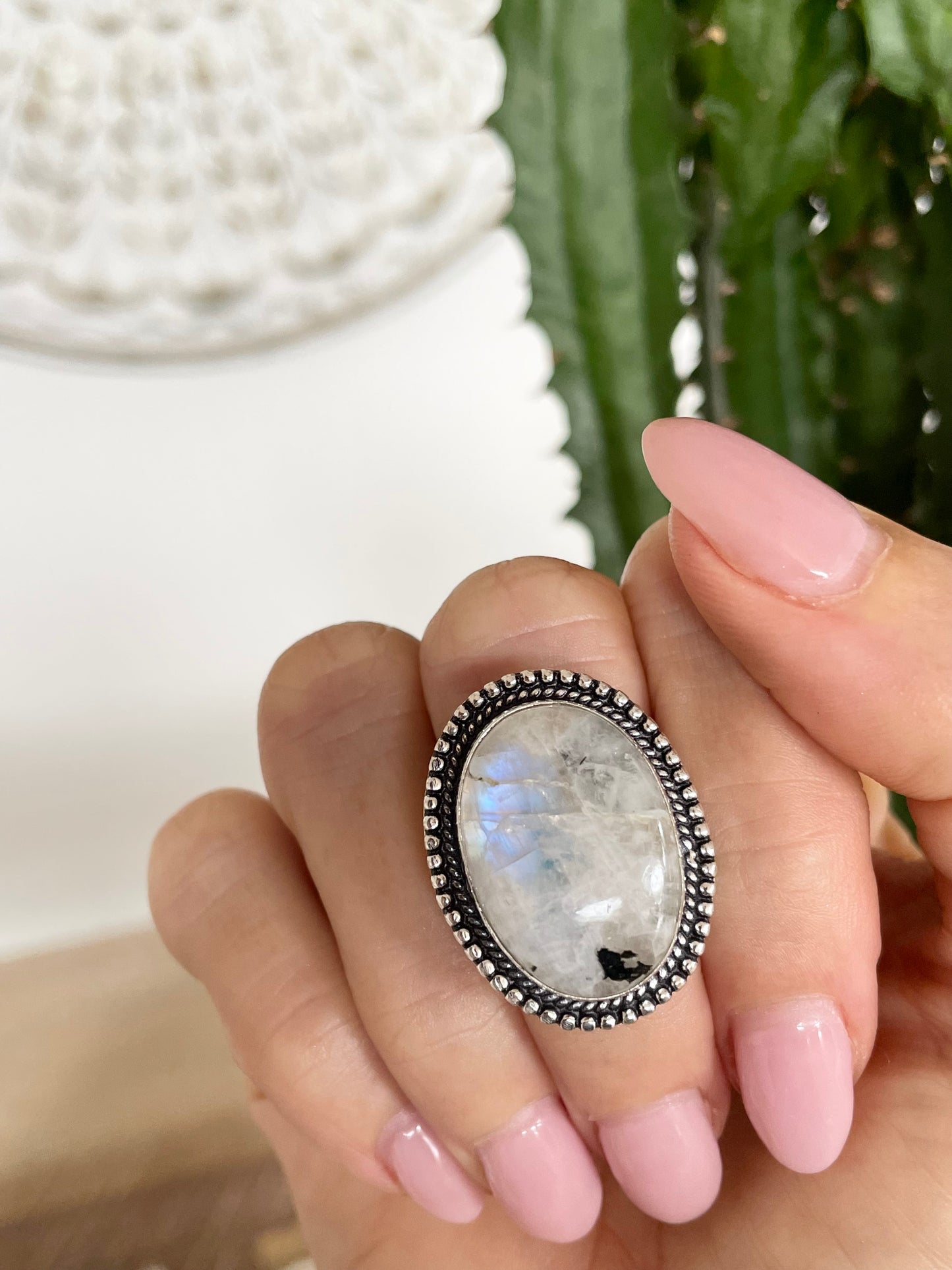 Rainbow Moonstone Ring ~ size 8