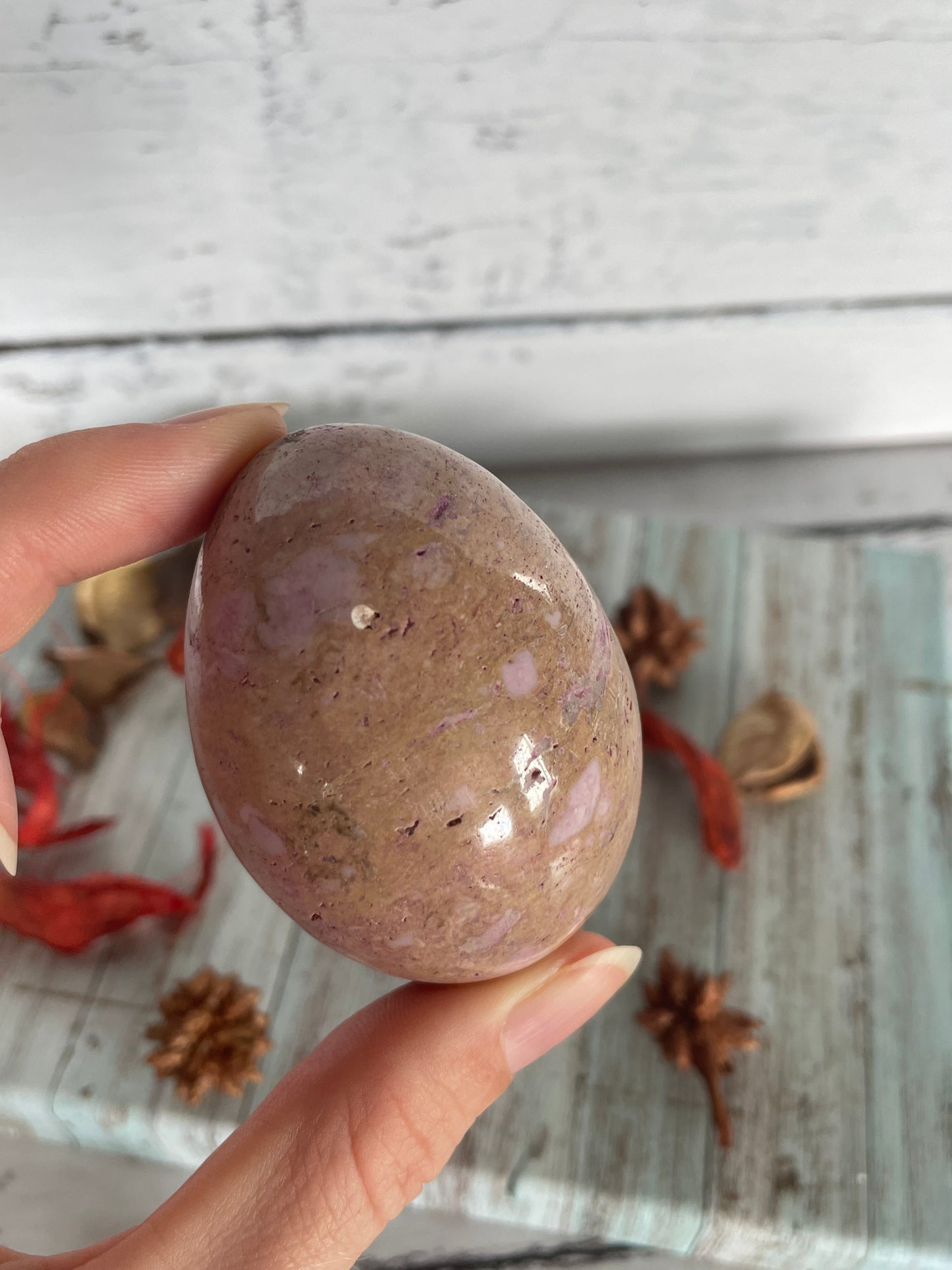 Phosphosiderite /Hope Stone Egg with holder
