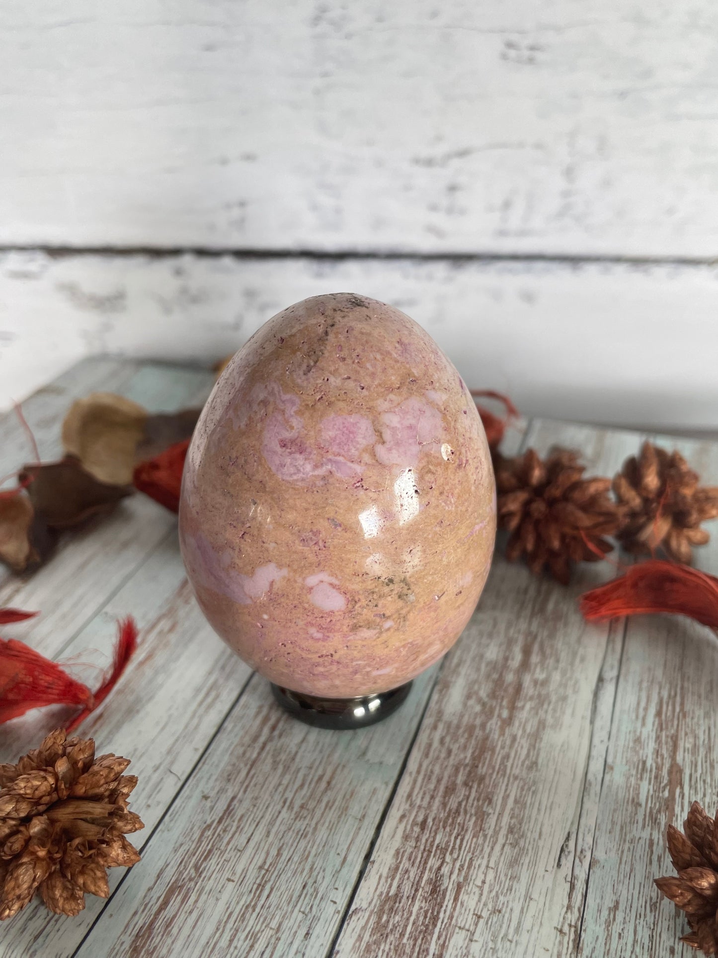 Phosphosiderite /Hope Stone Egg with holder