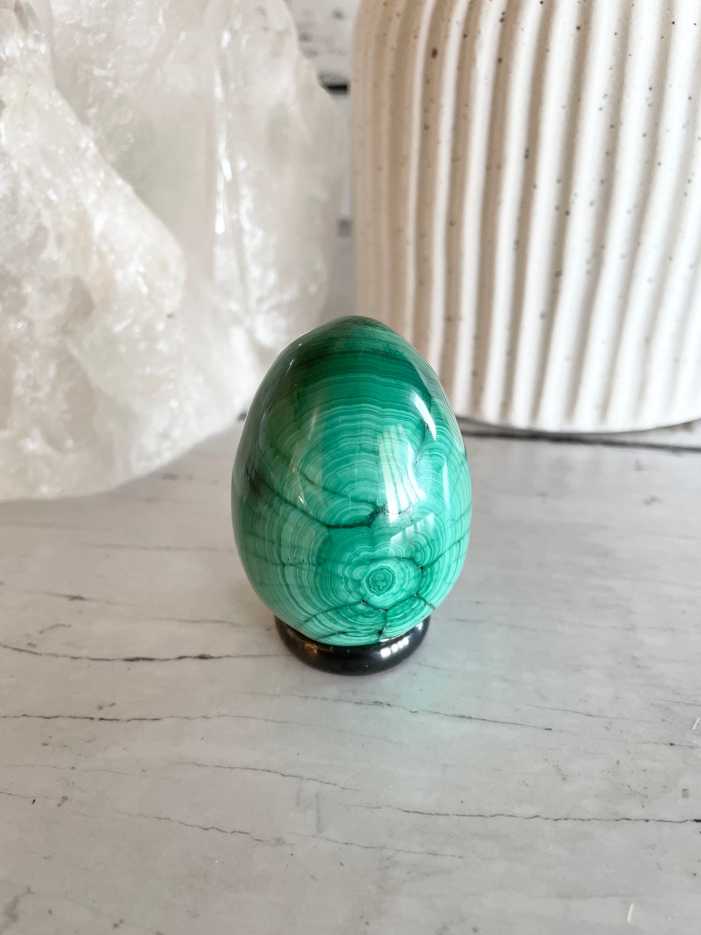 Malachite Egg with holder