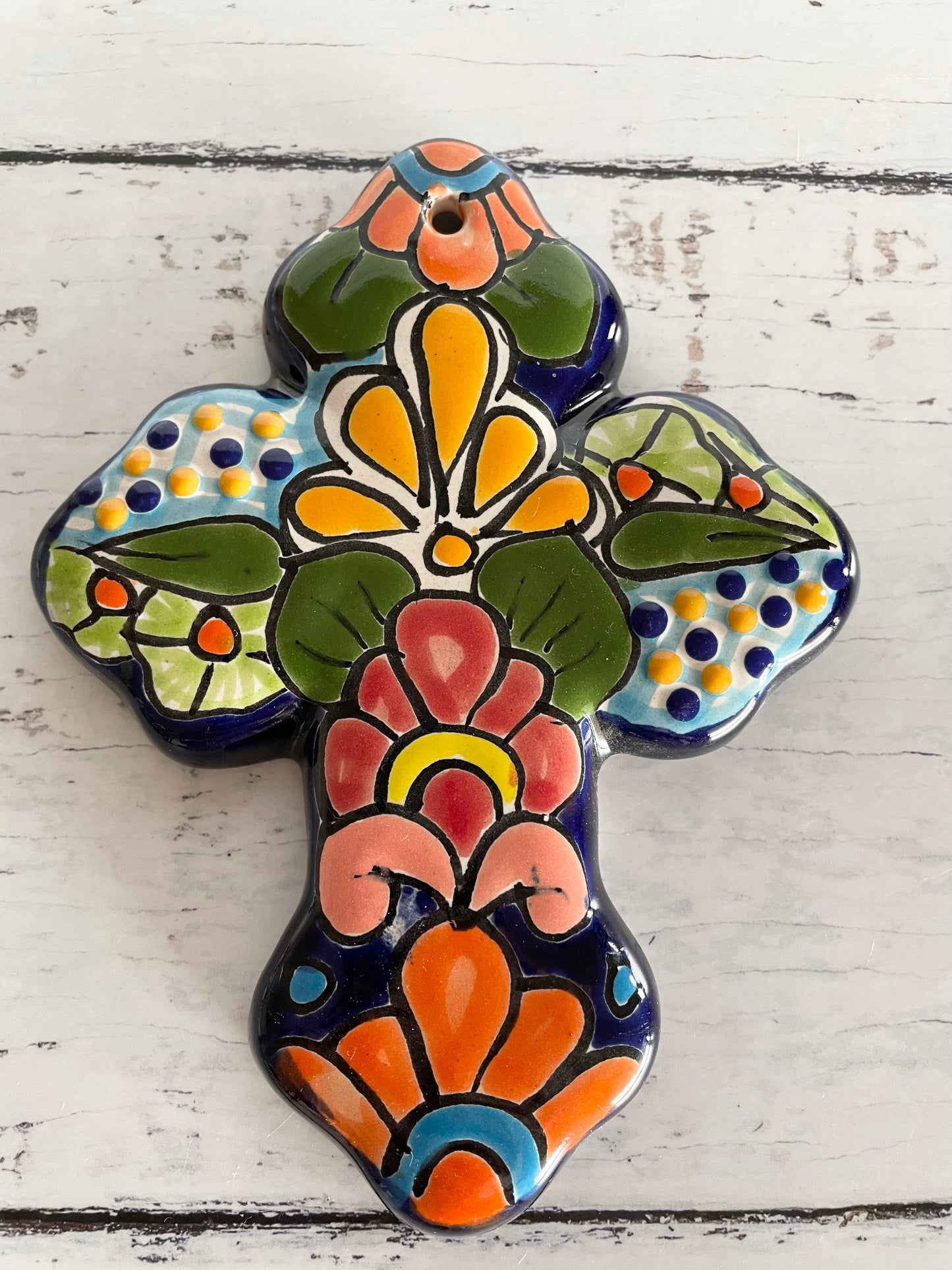 Mexican Talavera Cross ~ Medium