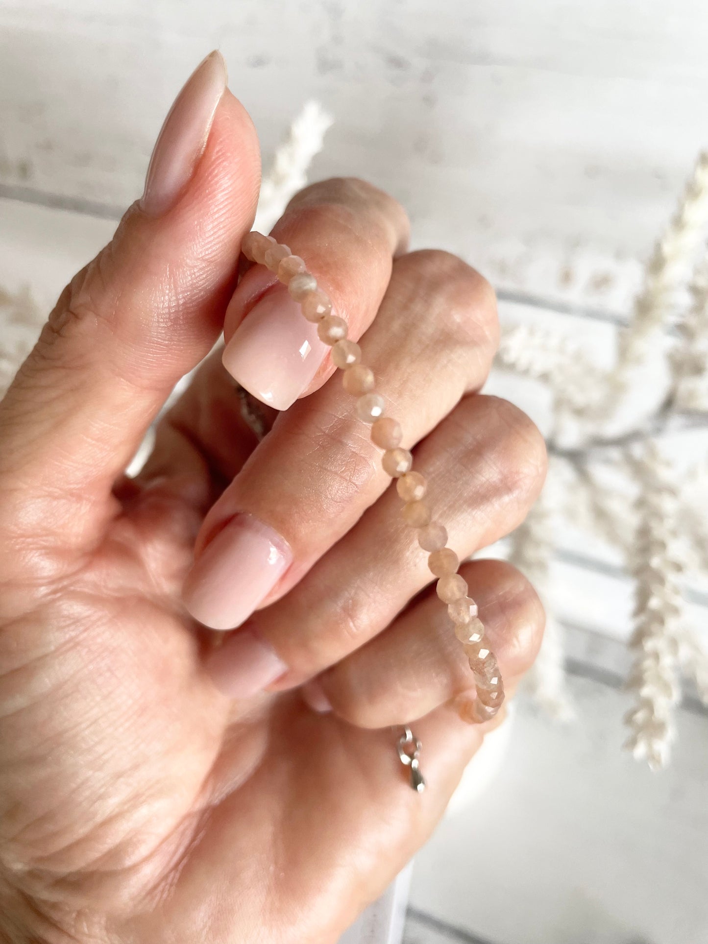 Faceted Bracelet ~ Peach Moonstone