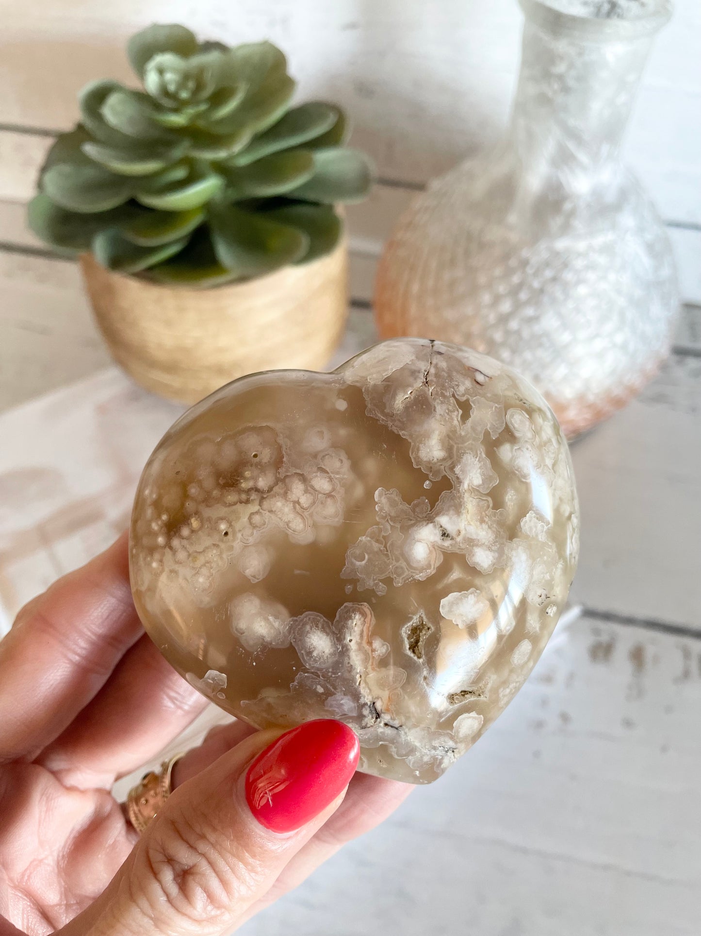 Flower Agate Heart