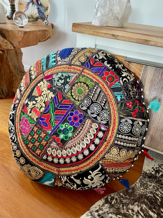 Boho embroidered cushion