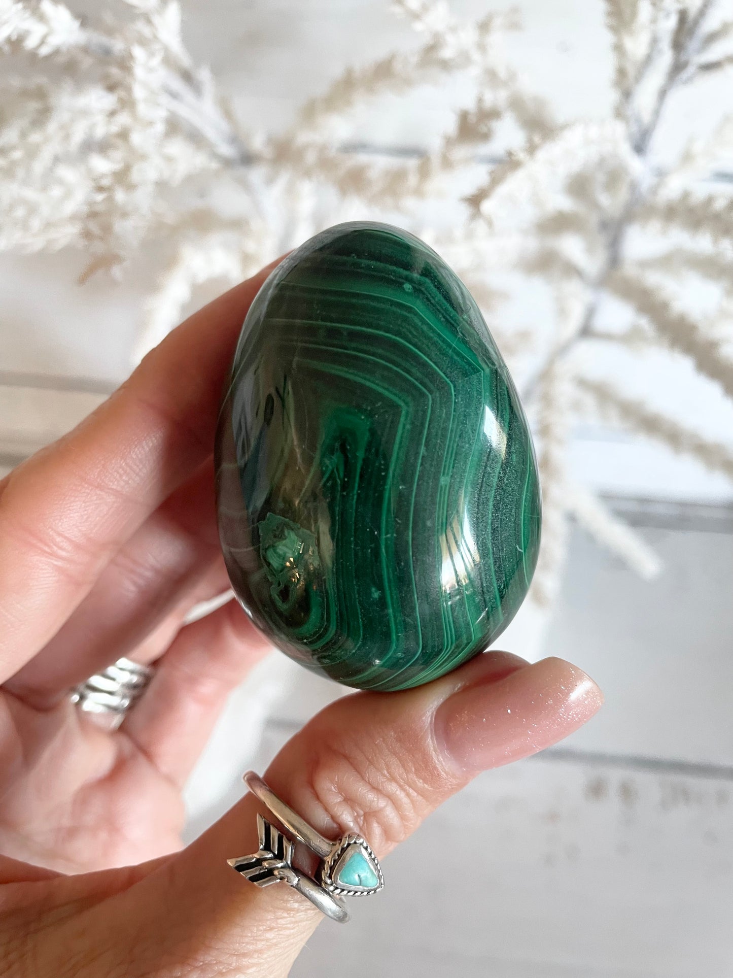 Malachite Egg with holder