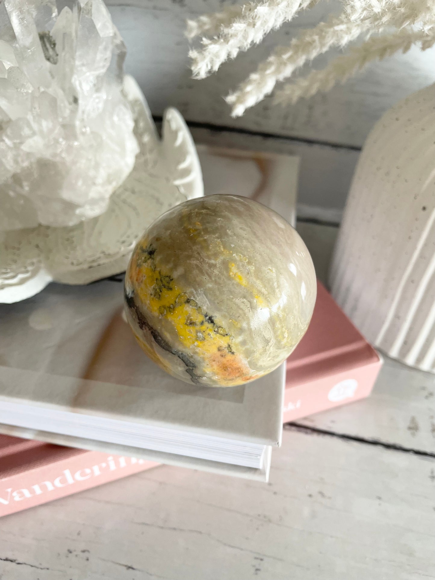 Bumble Bee Jasper Sphere Includes Holder