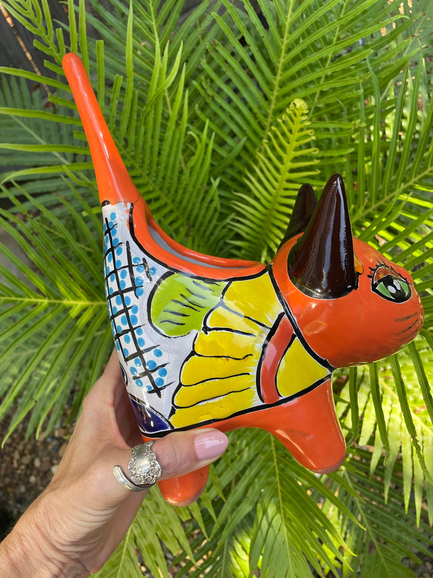 Talavera Cat Planter Pot
