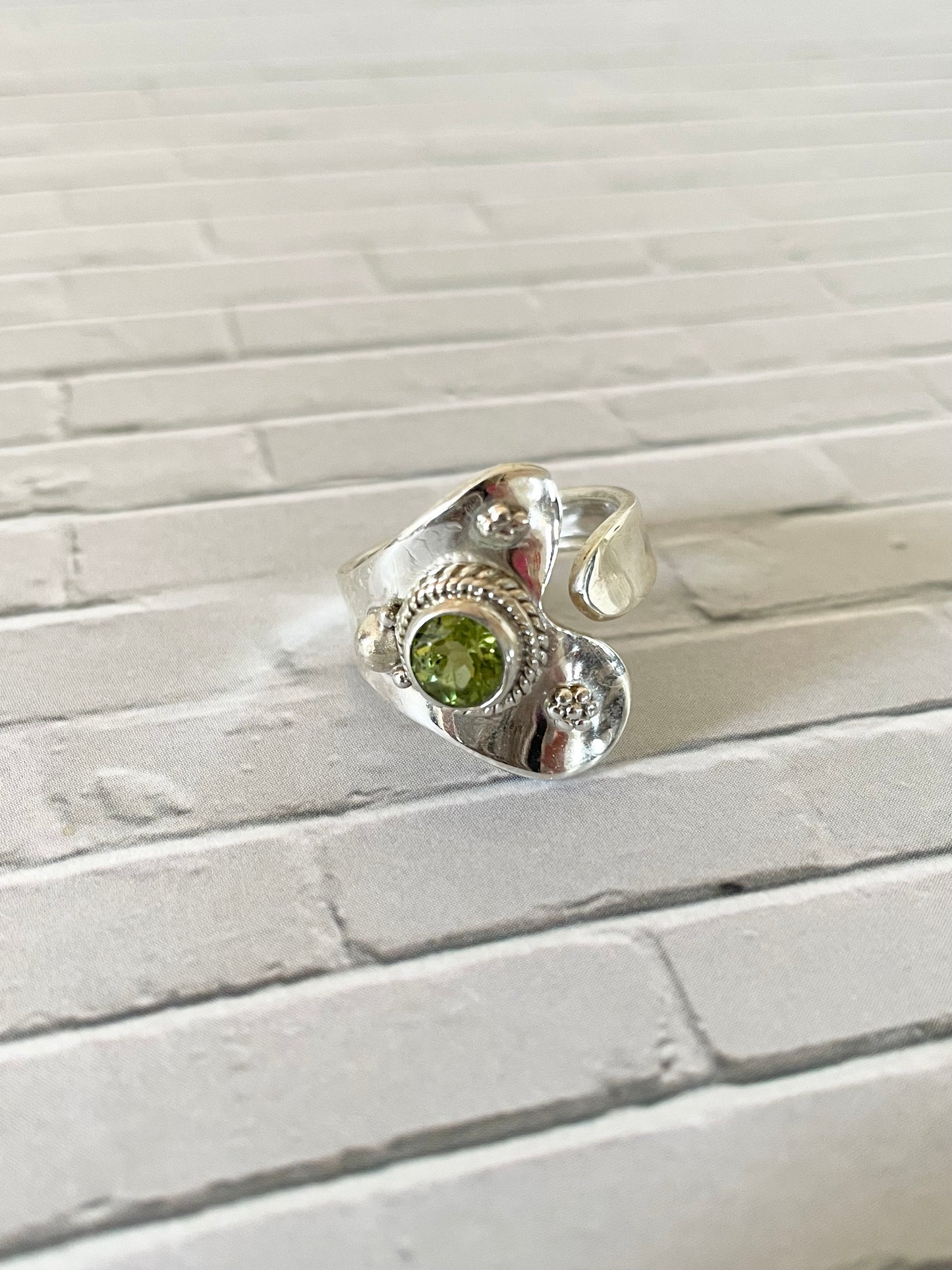 Peridot adjustable ring ~ sizes 6.5-10