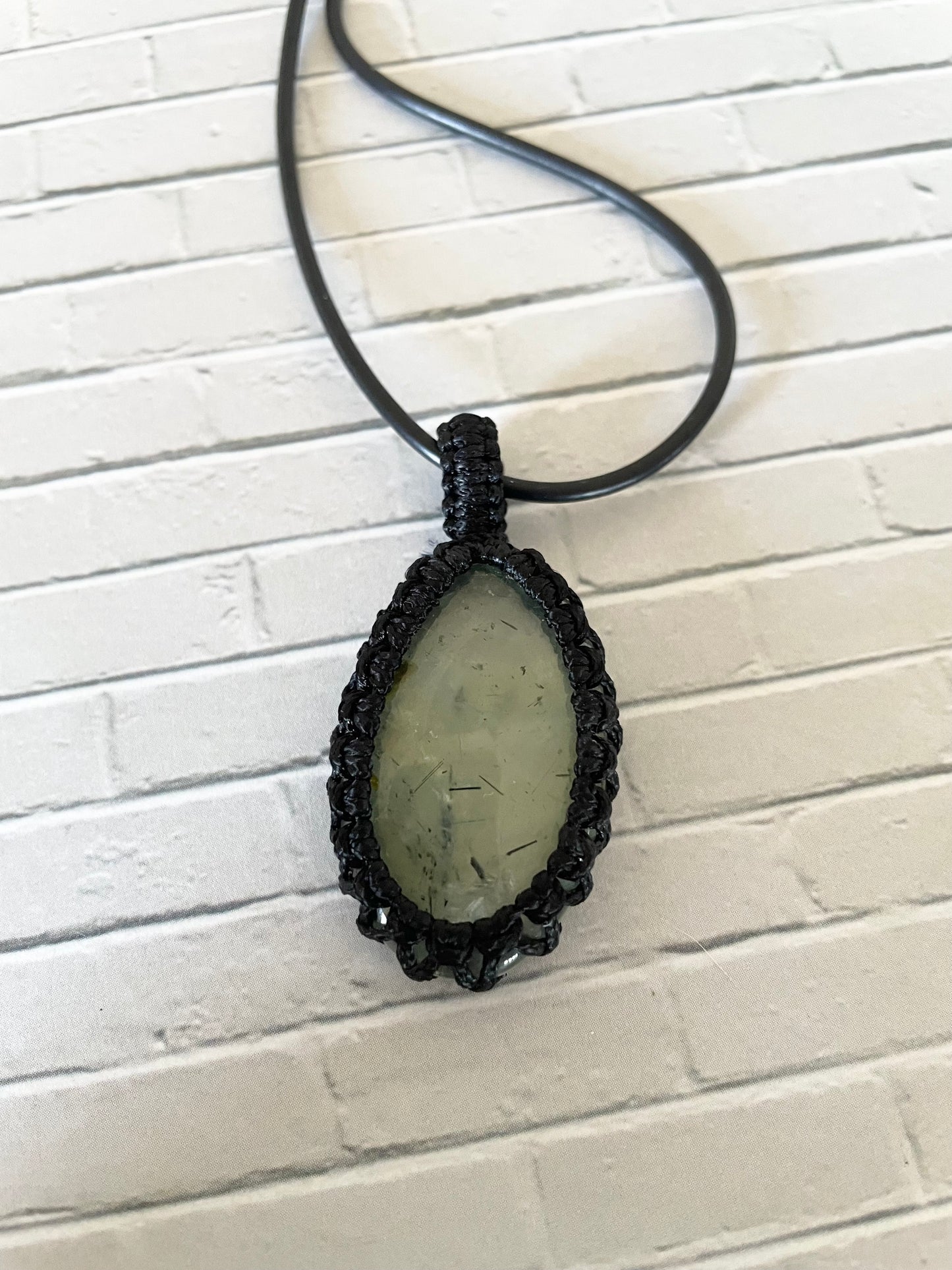 Macrame Pendant ~ Prehnite