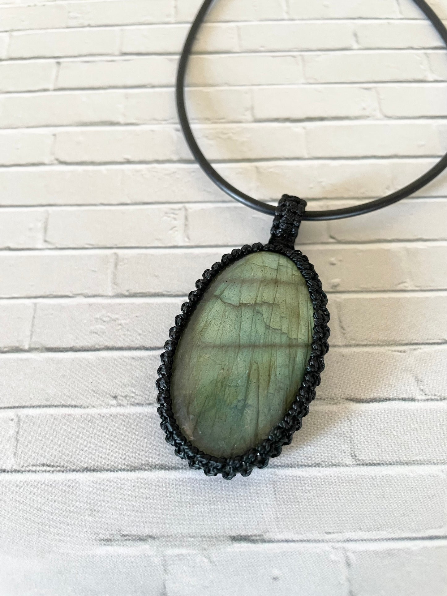 Macrame Pendant ~ Labradorite