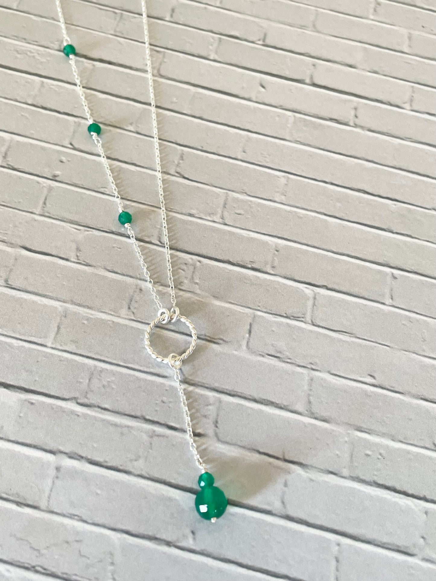 Green Chalcedony Lariat Necklace