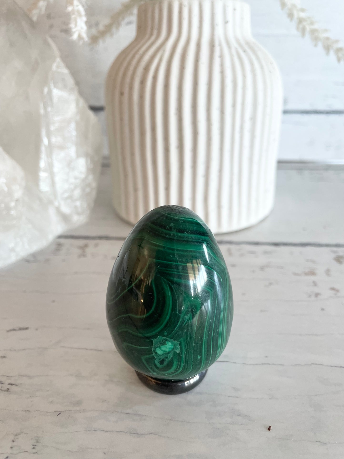 Malachite Egg with holder