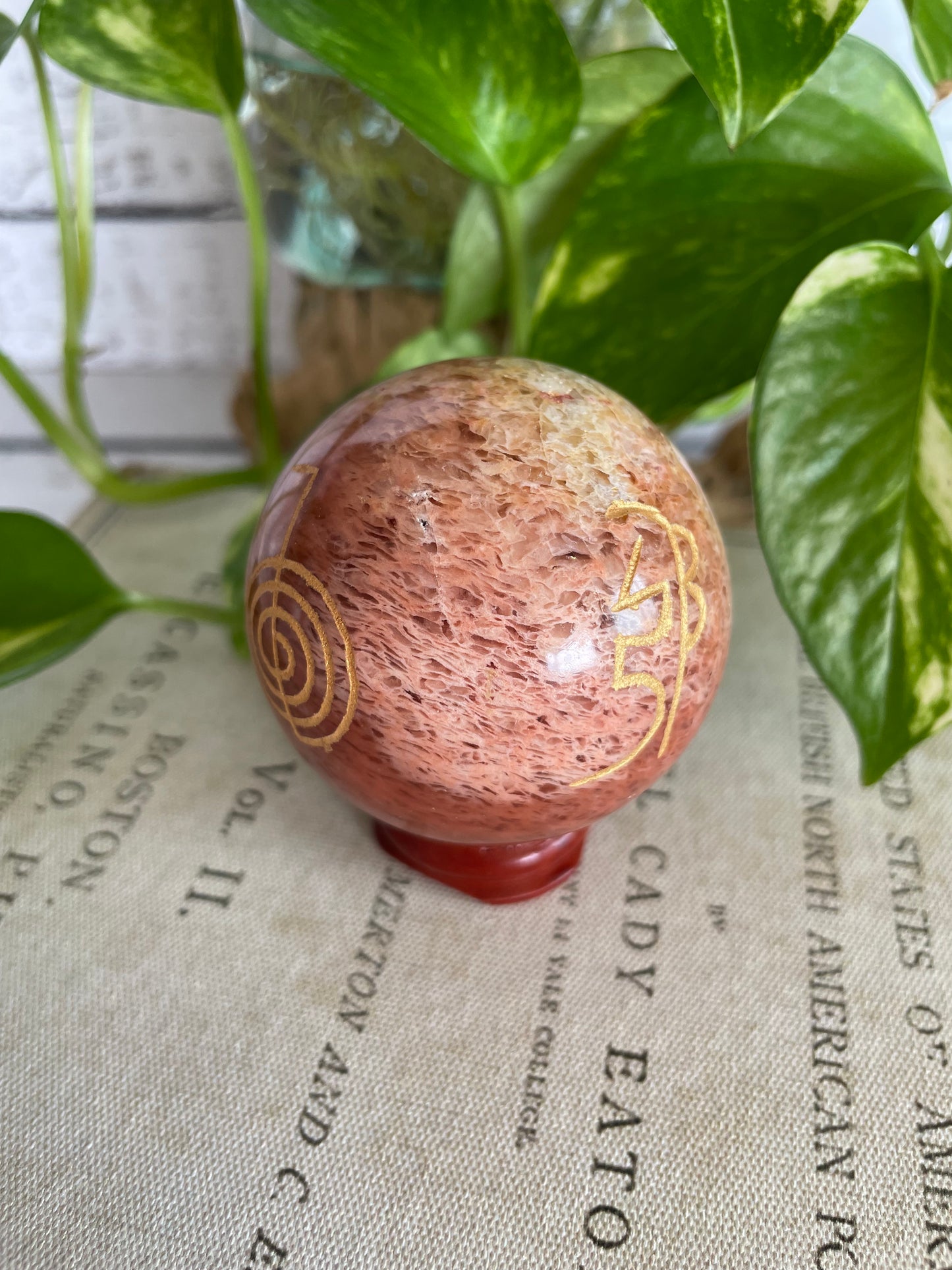 Orange Aventurine Reiki Sphere Includes Holder