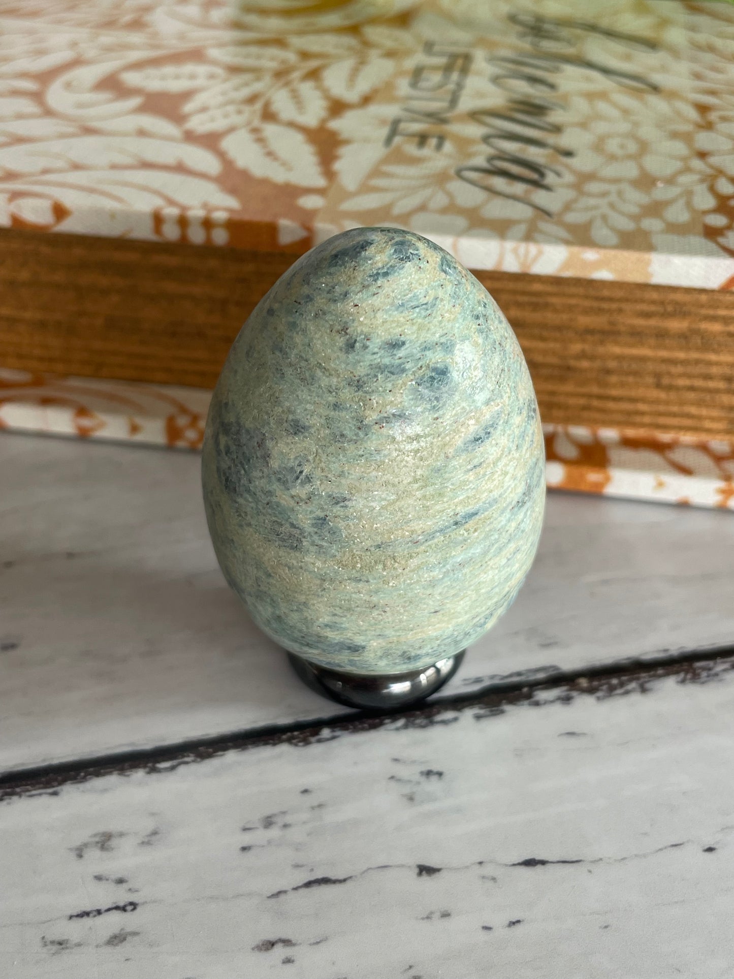 Fuchsite & Ruby Egg with holder