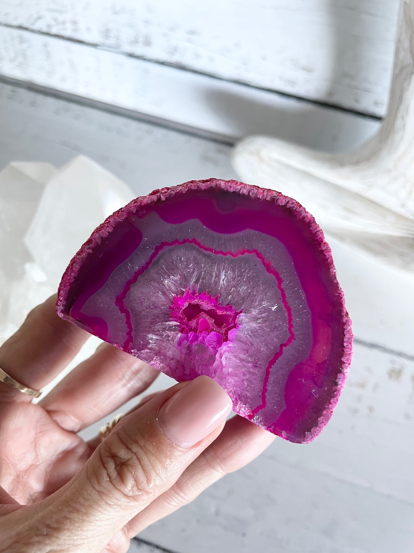 Agate Druzy Geode ~ Pink