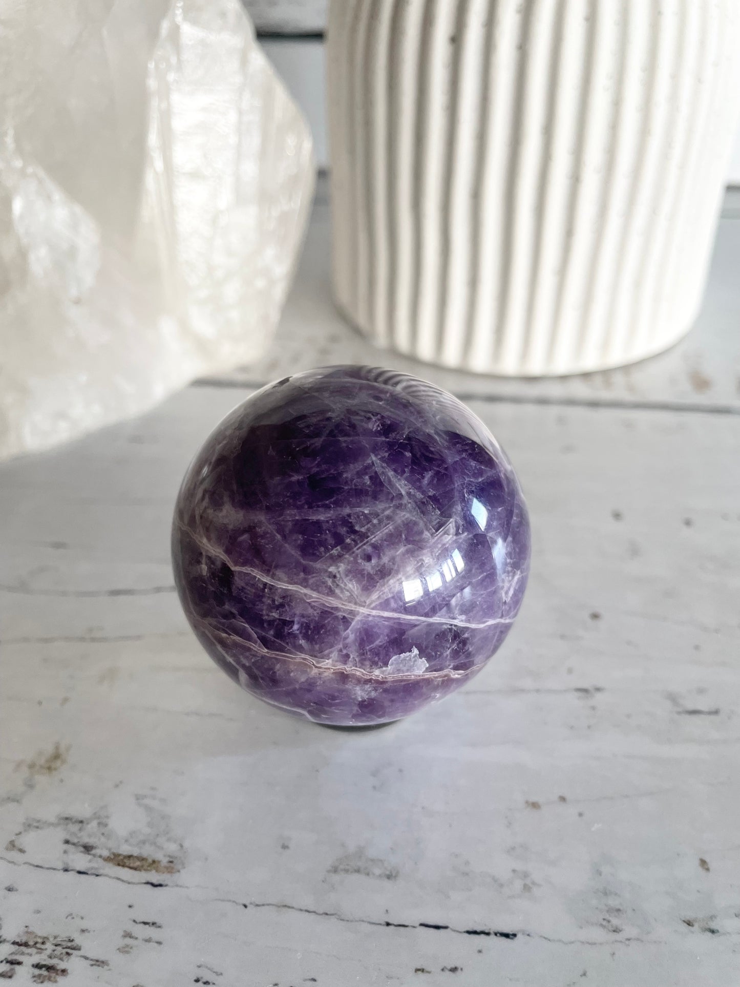 Chevron Dream Amethyst Sphere Includes Holder