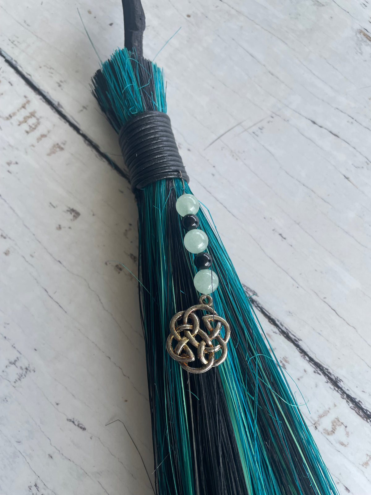 Knotted Witch’s Besom ~ Green Aventurine